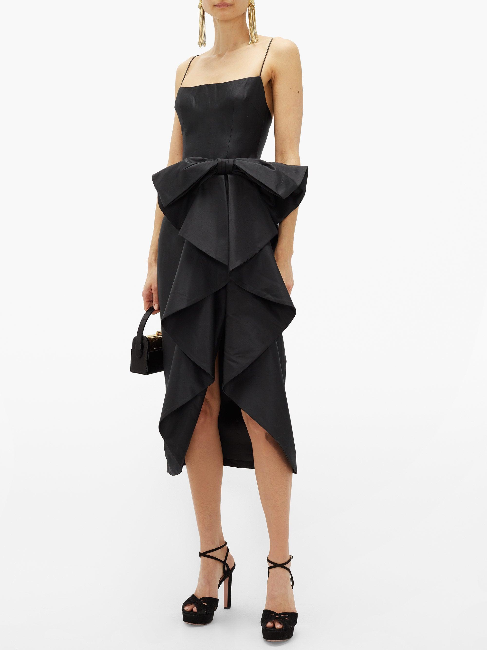 Rasario Bow-front Satin Dress in Black - Lyst