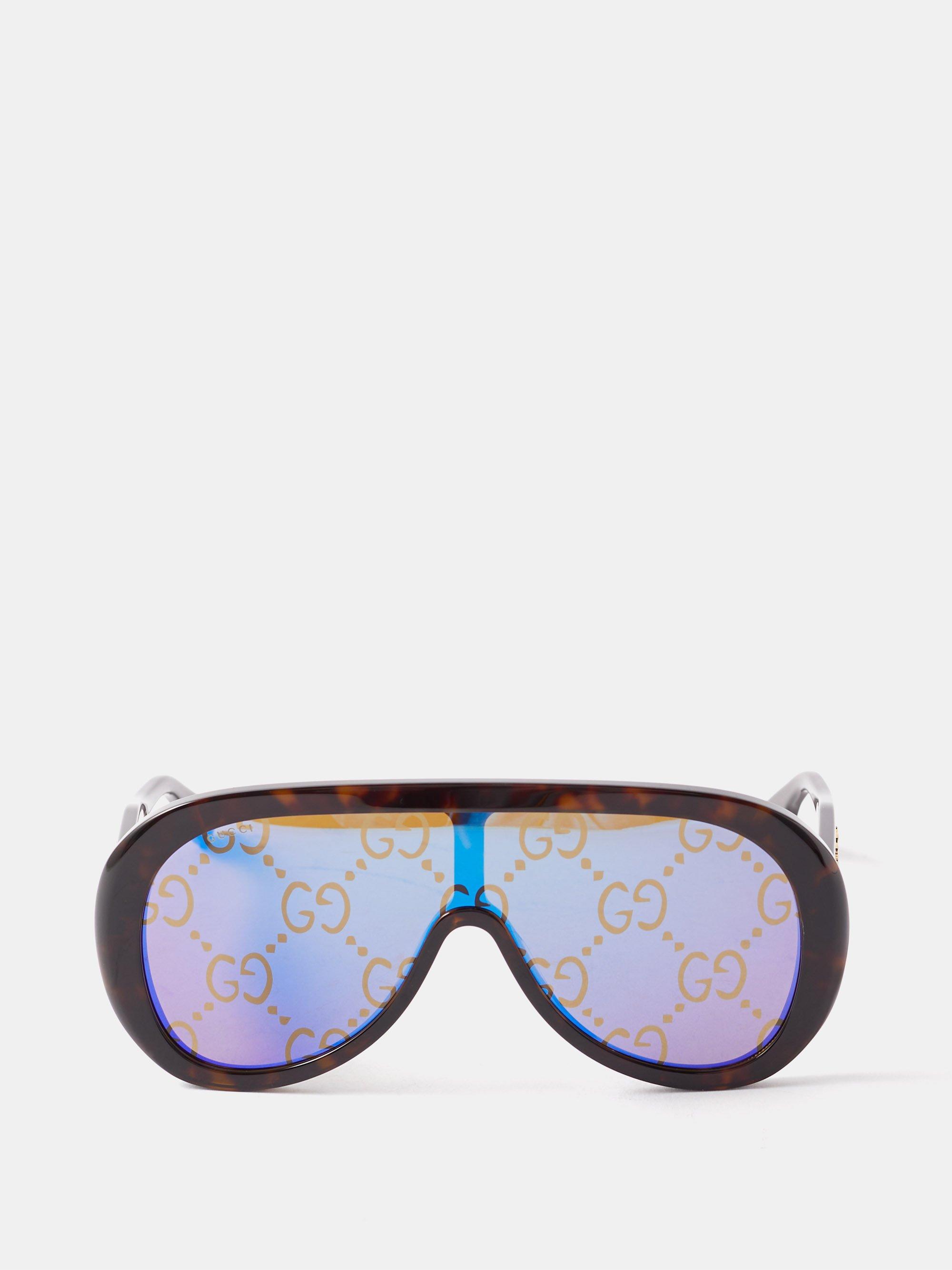 Gucci Oversized Aviator Mask Acetate Sunglasses in Blue | Lyst