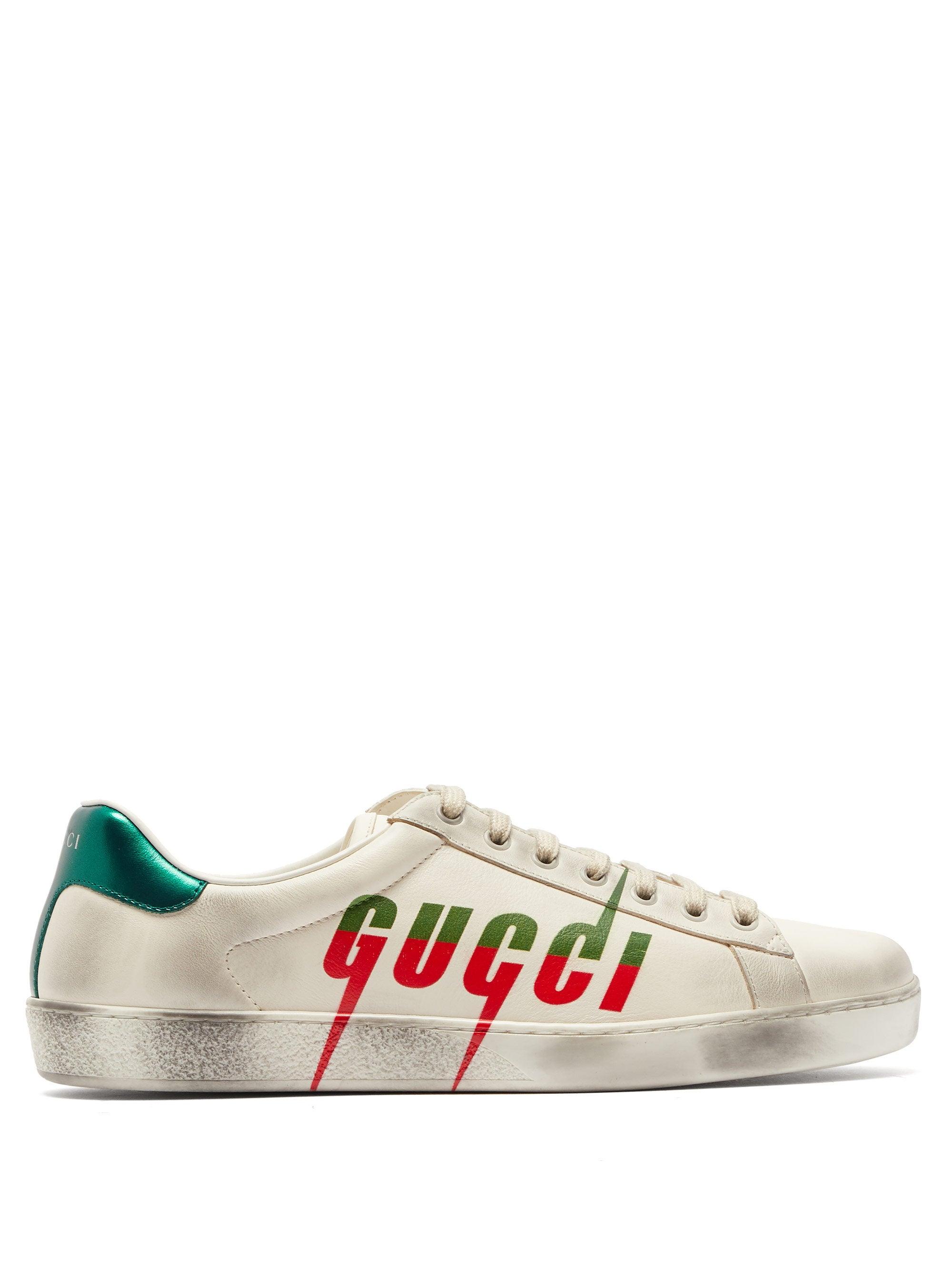 Gucci New Ace Logo-print Leather Trainers in n.my.w (White) for Men - Save  58% - Lyst