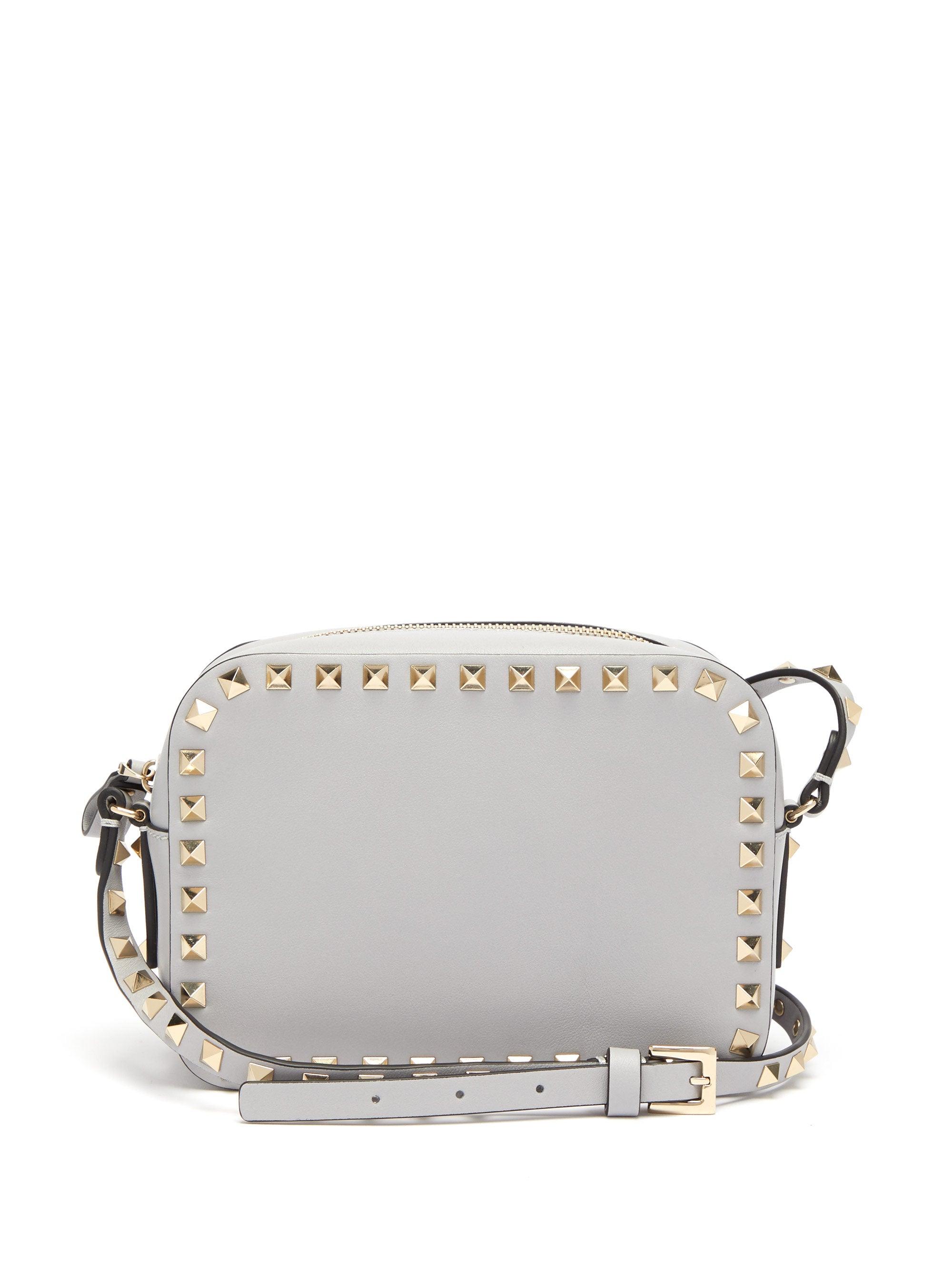 Valentino Garavani Rockstud Leather Crossbody Bag in Grey (Gray) Lyst