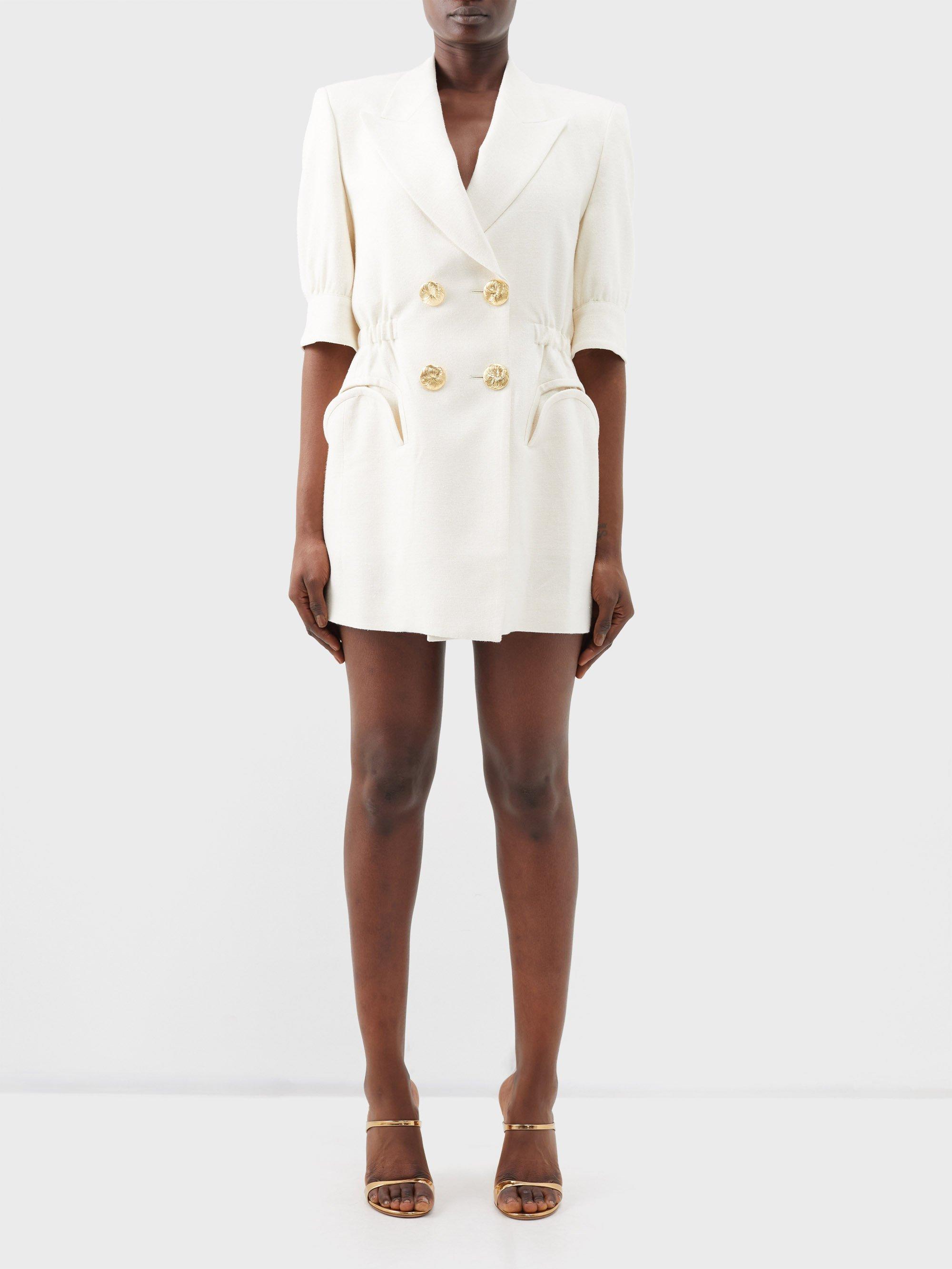 Blazé Milano Anyway Linen Mini Dress in White | Lyst