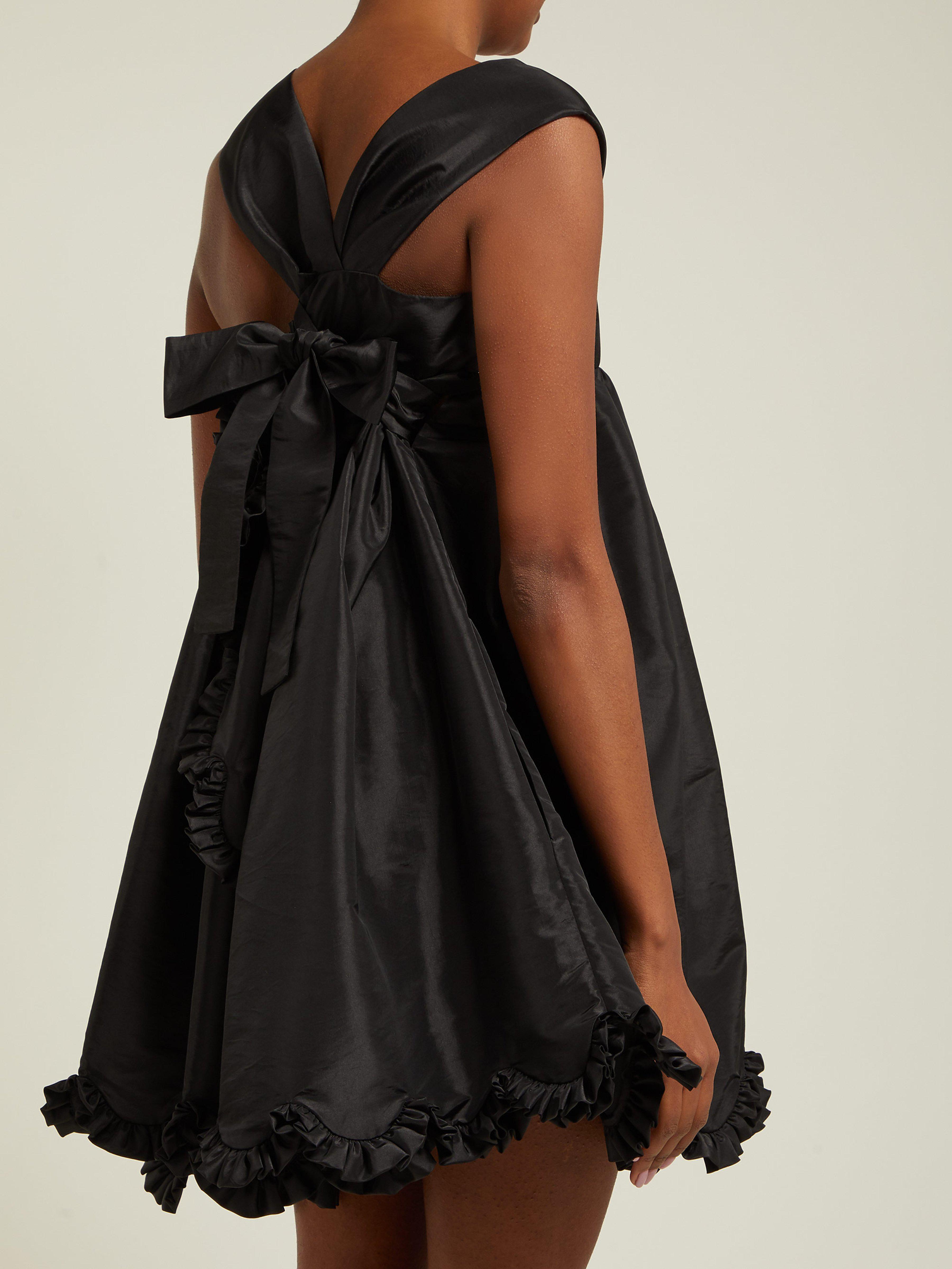 Cecilie Bahnsen Bow Detail Satin Dress in Black - Lyst