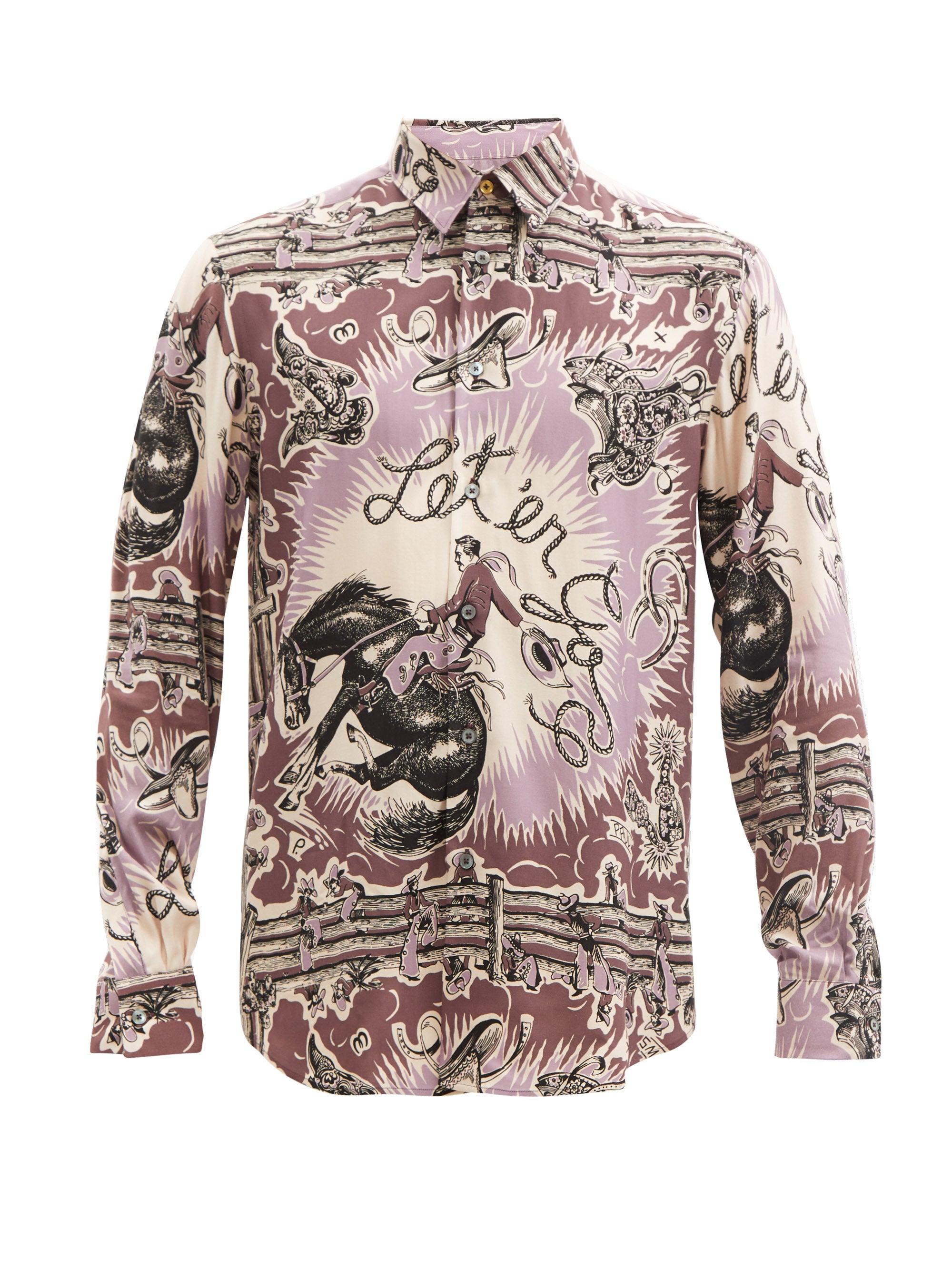Paul Smith Twill Shirt in Pink for Men | Lyst