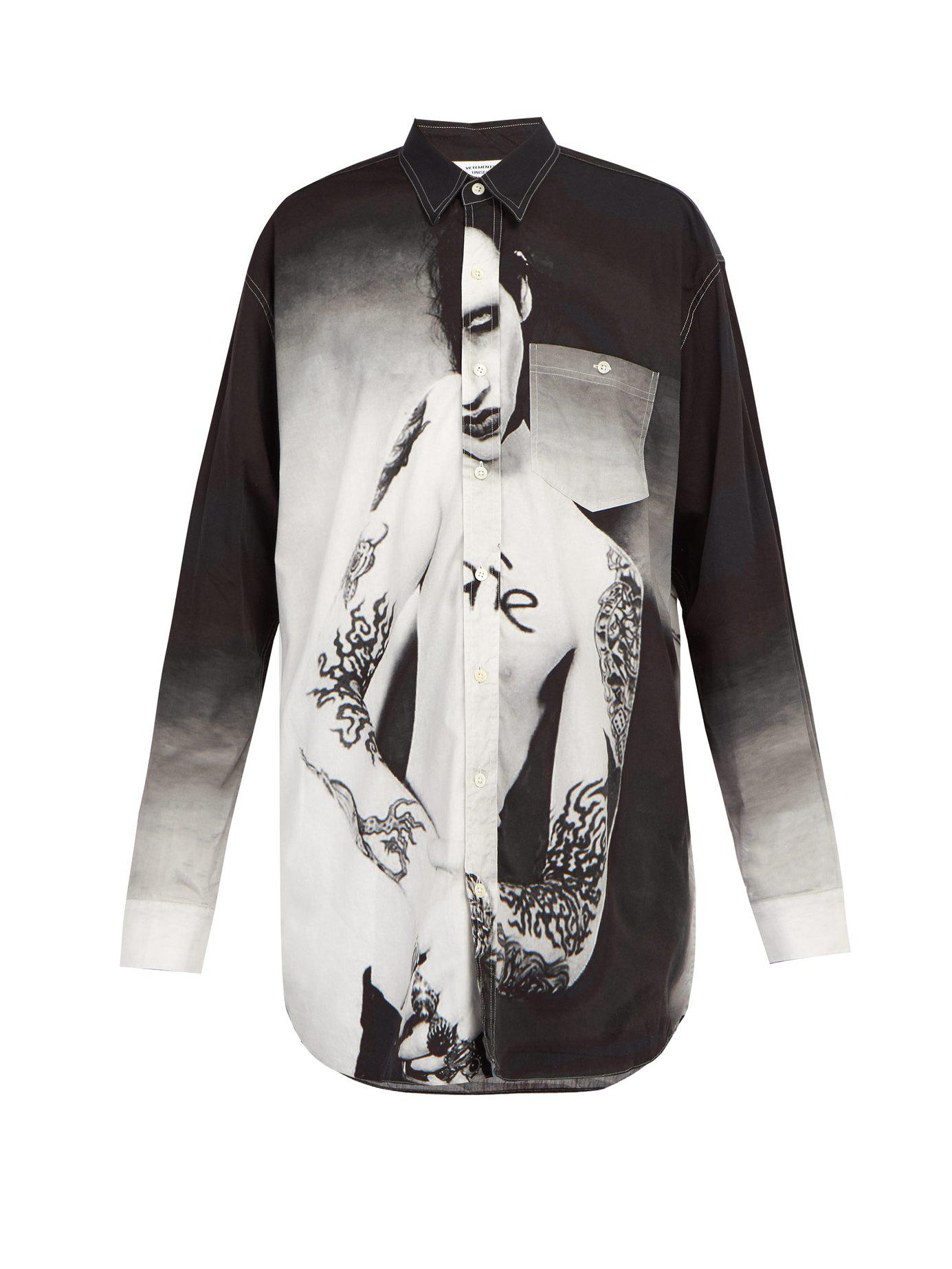 Vetements Marilyn Manson-print Cotton Shirt in Red for Men - Lyst
