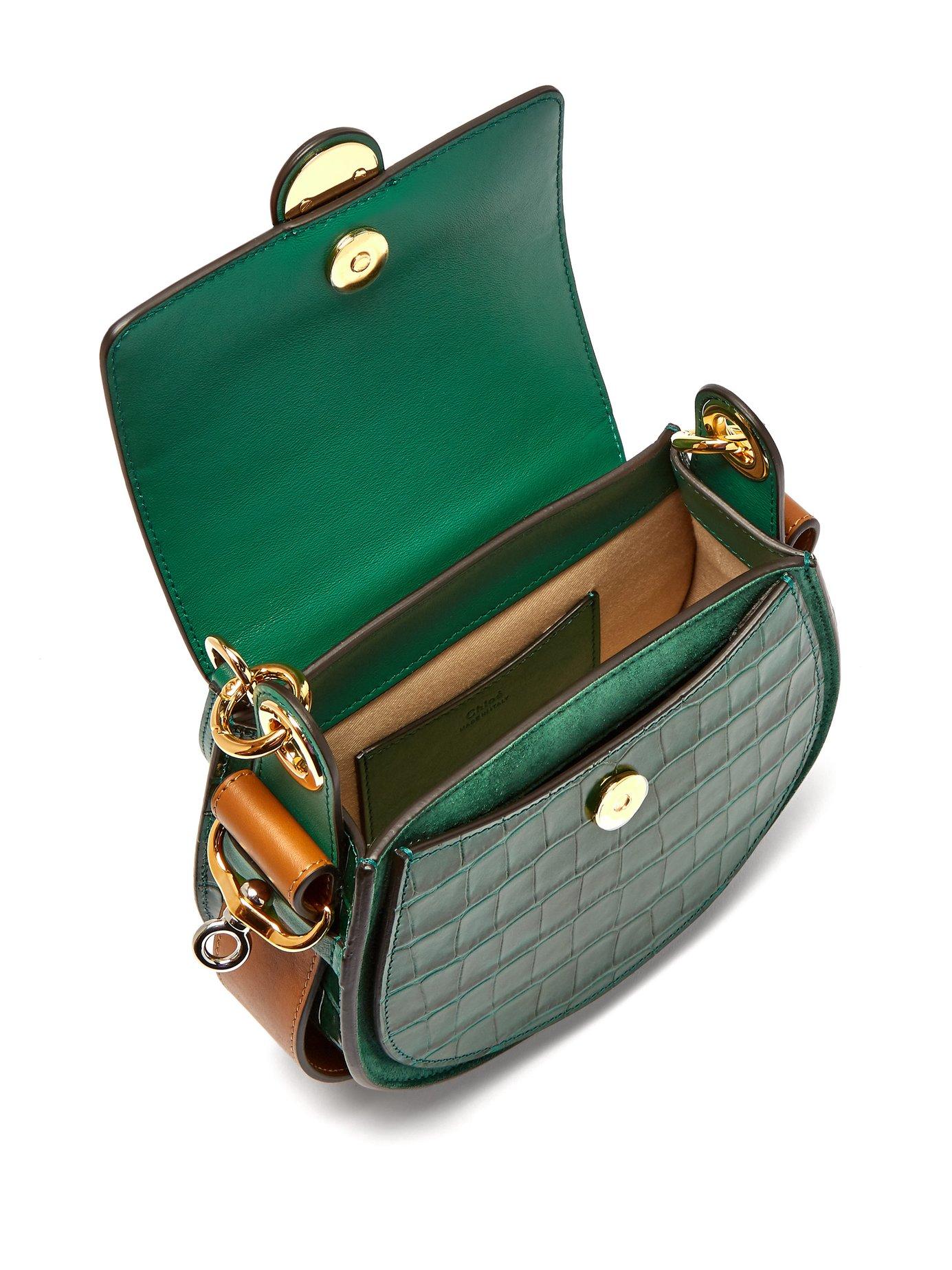 Chloé Tess Small Crocodile Effect Leather Cross Body Bag in Green | Lyst