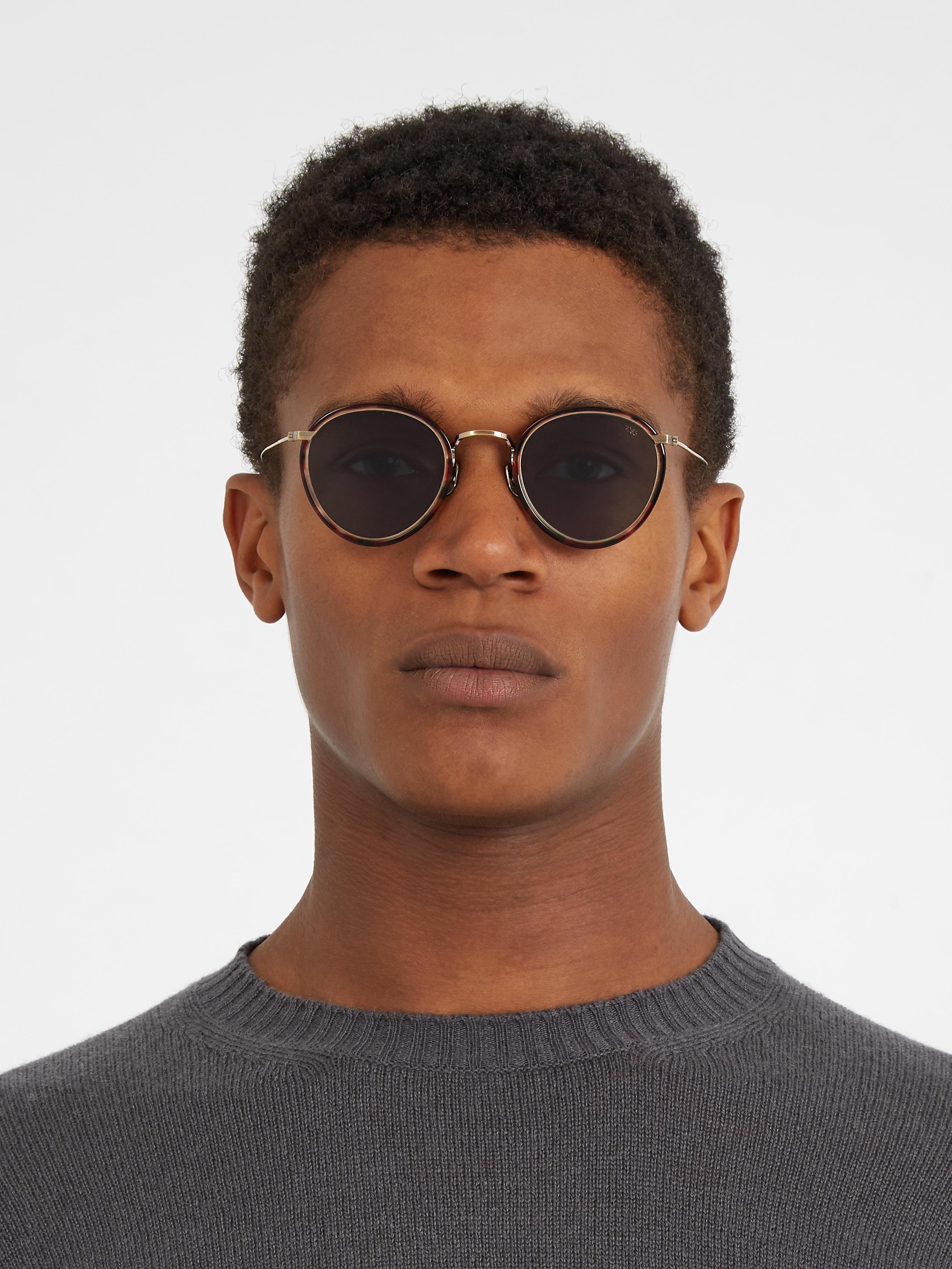 Eyevan 7285 717e Round-frame Titanium Sunglasses in Brown for Men | Lyst