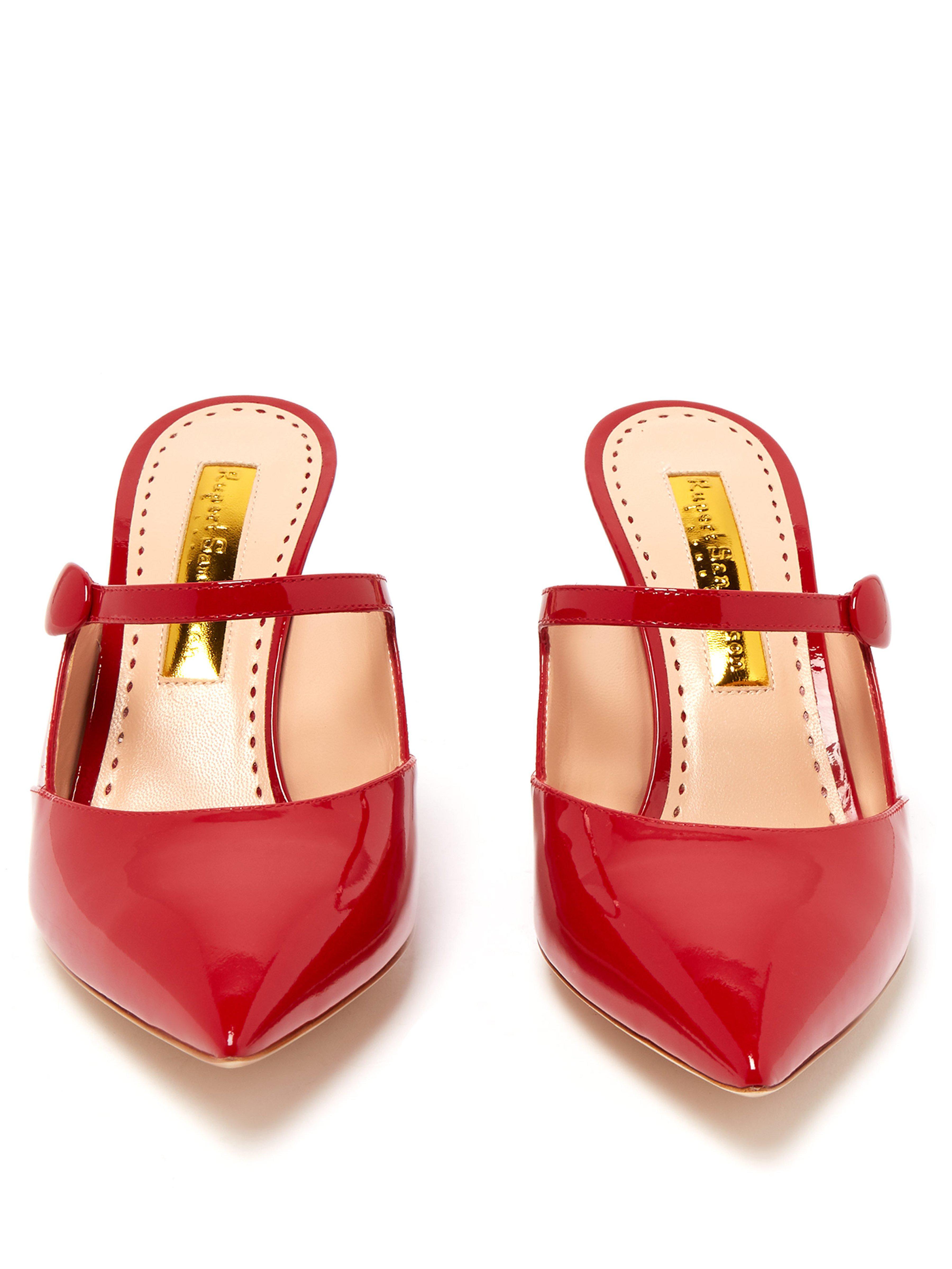 Rupert Sanderson Tosca Patent Leather Mary Jane Mules in Red Lyst