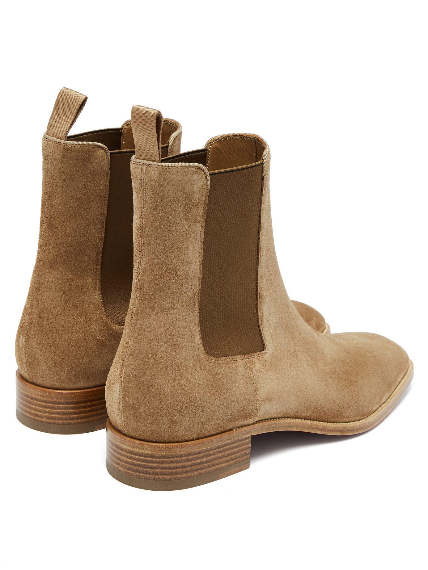 Christian Louboutin Samson Suede Chelsea Boots in Beige (Natural 