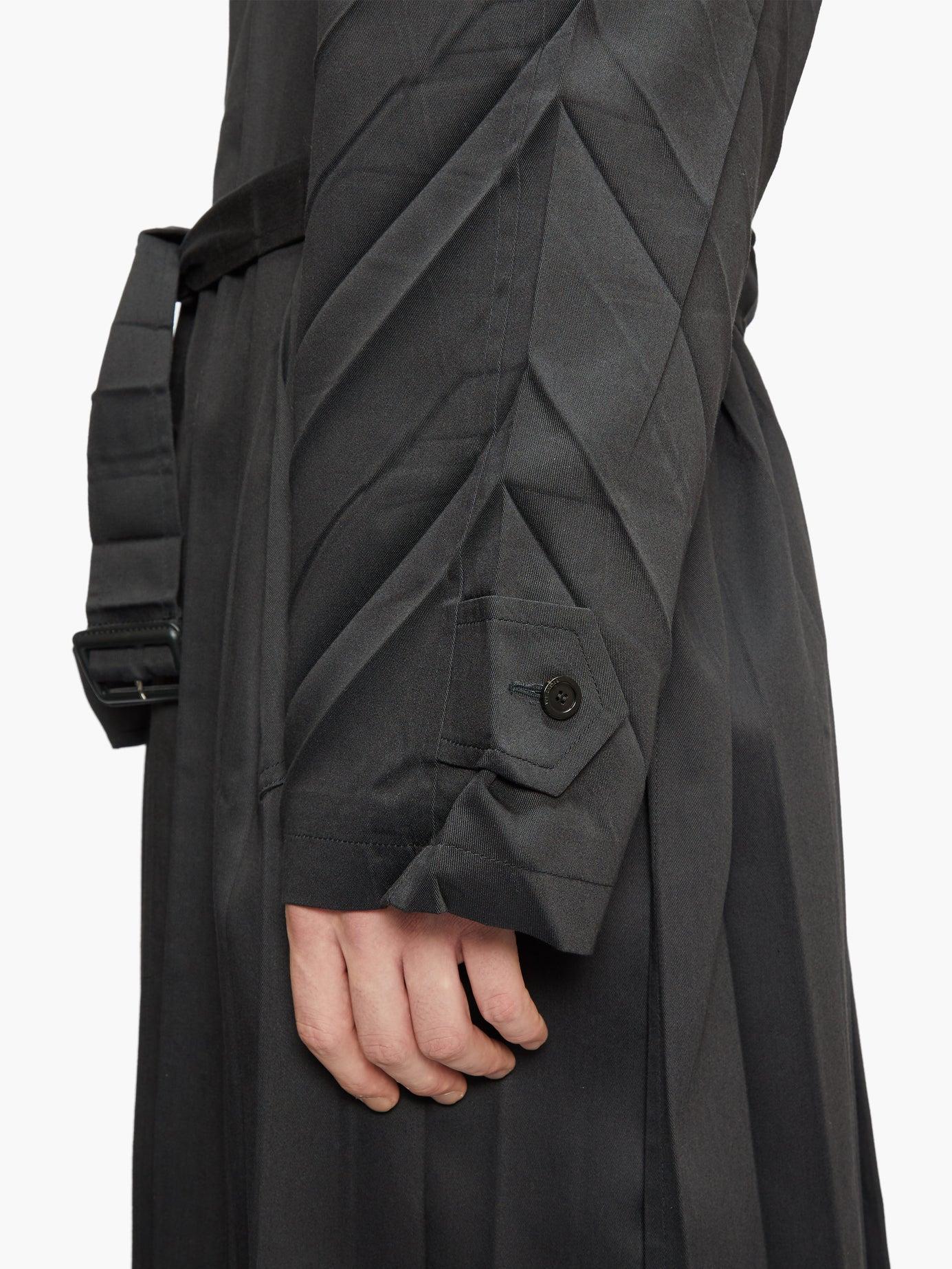 Balenciaga Pleated Trench Coat in Black for Men | Lyst
