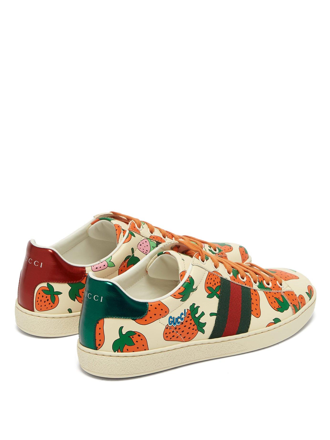 Gucci Ace Leather Sneaker With 