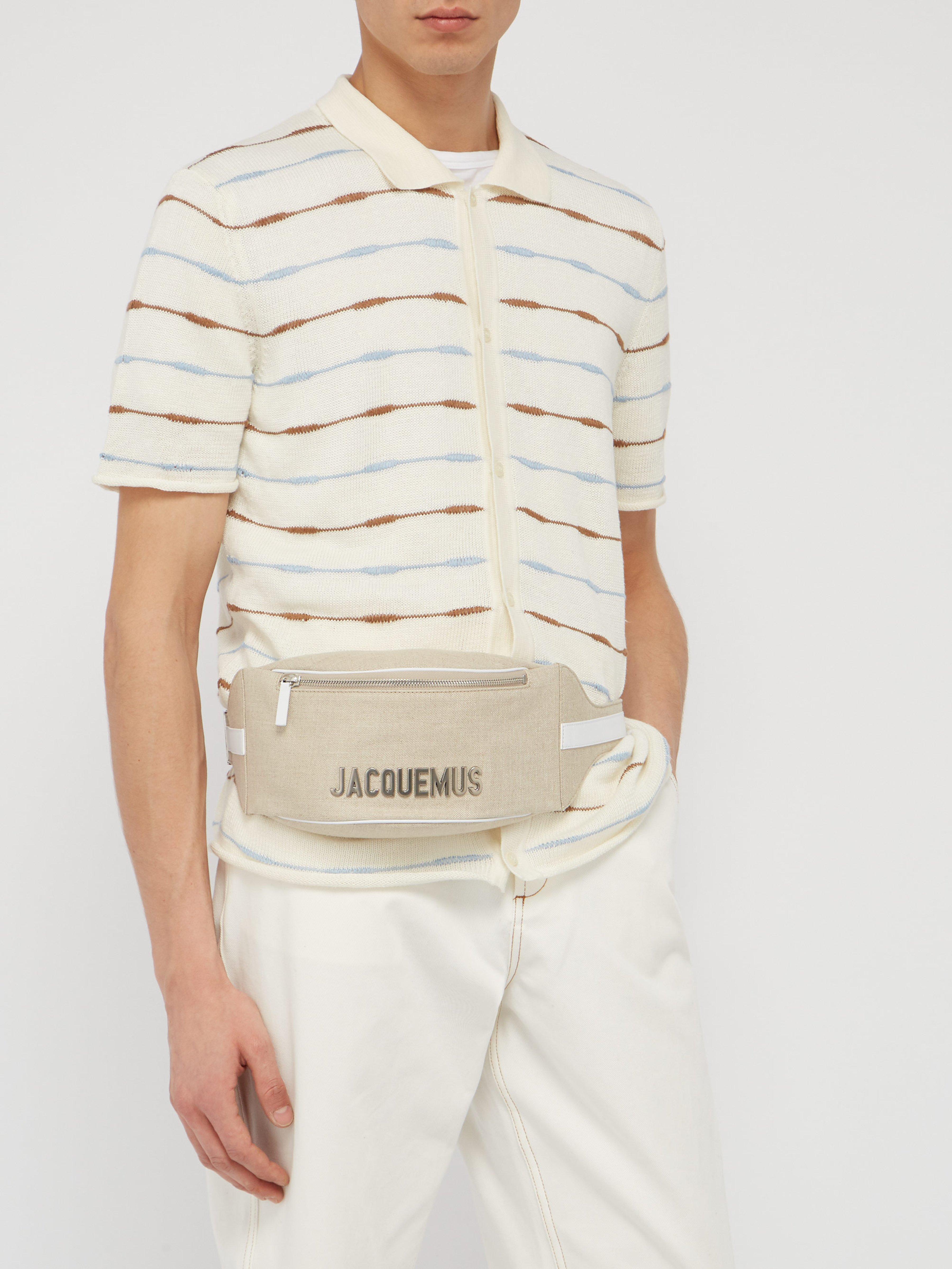 Jacquemus La Banane Logo Plaque Linen Belt Bag In Beige Natural For Men Lyst