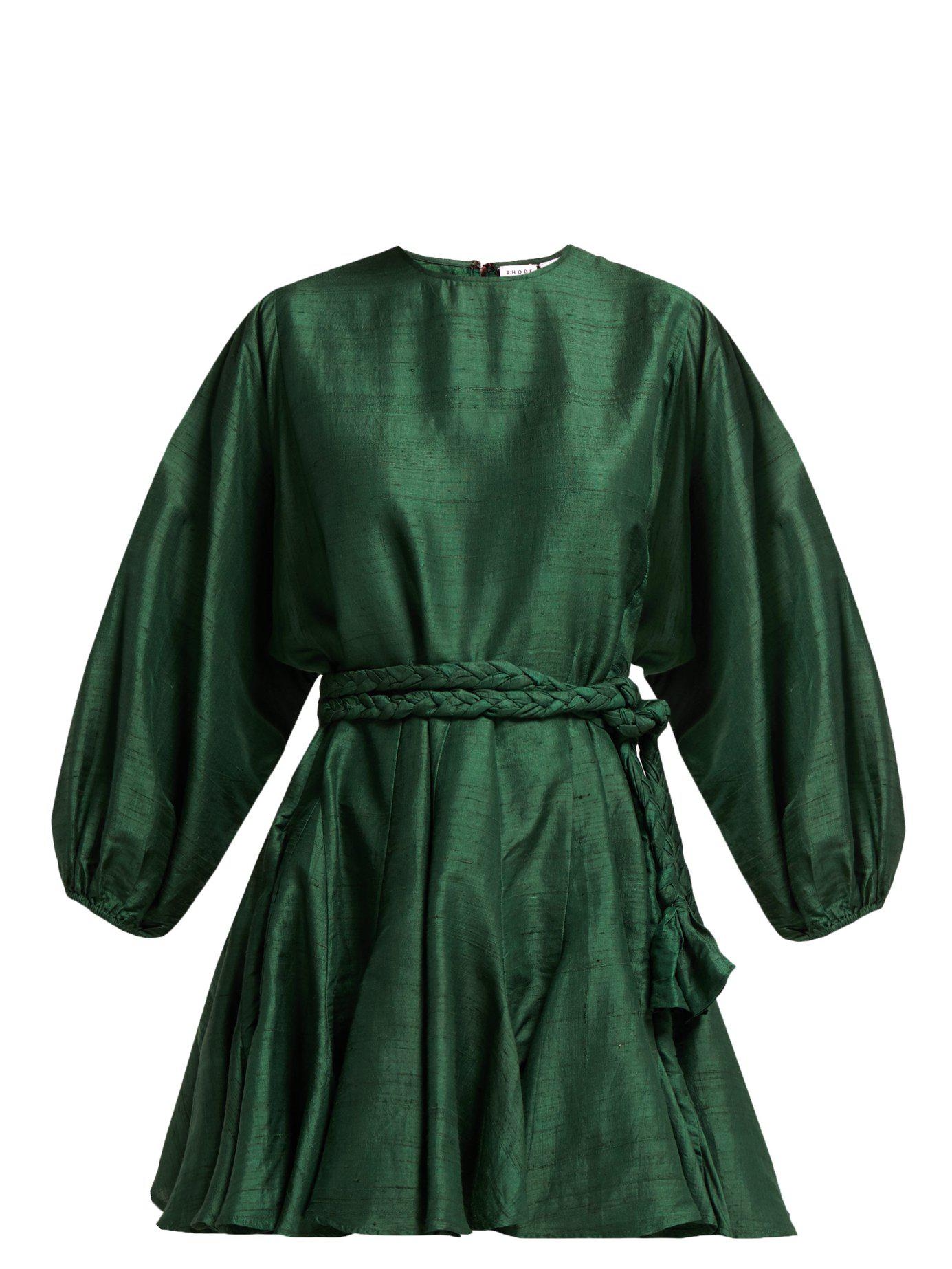 RHODE Ella Silk Dress in Green - Lyst