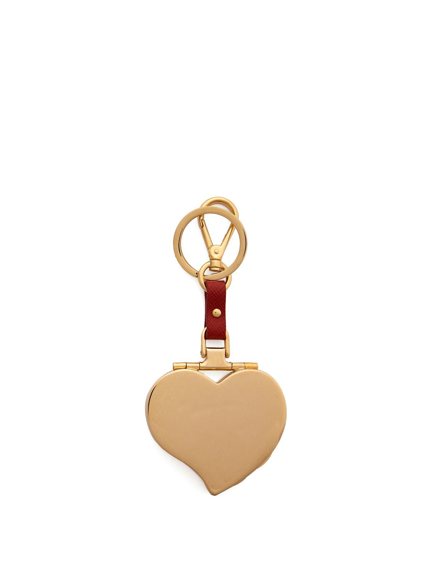 Prada Heart Pill Saffiano Leather Key Ring in Red Lyst