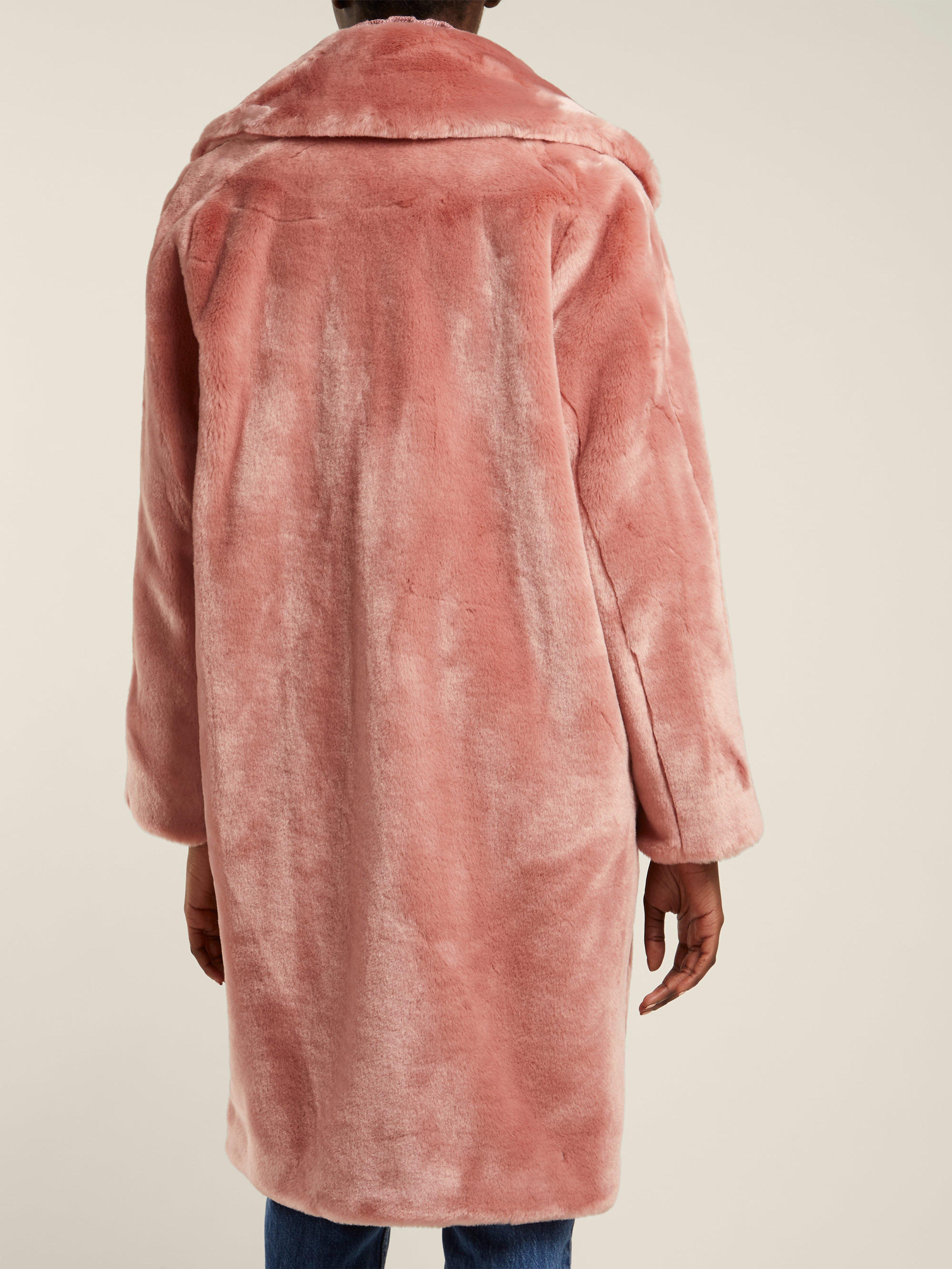 Shrimps Eamon Crystal Buttoned Faux Fur Coat in Pink - Lyst