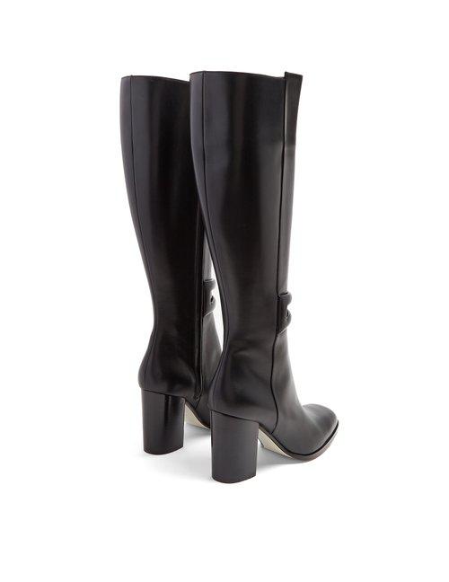 black knee high boots square toe