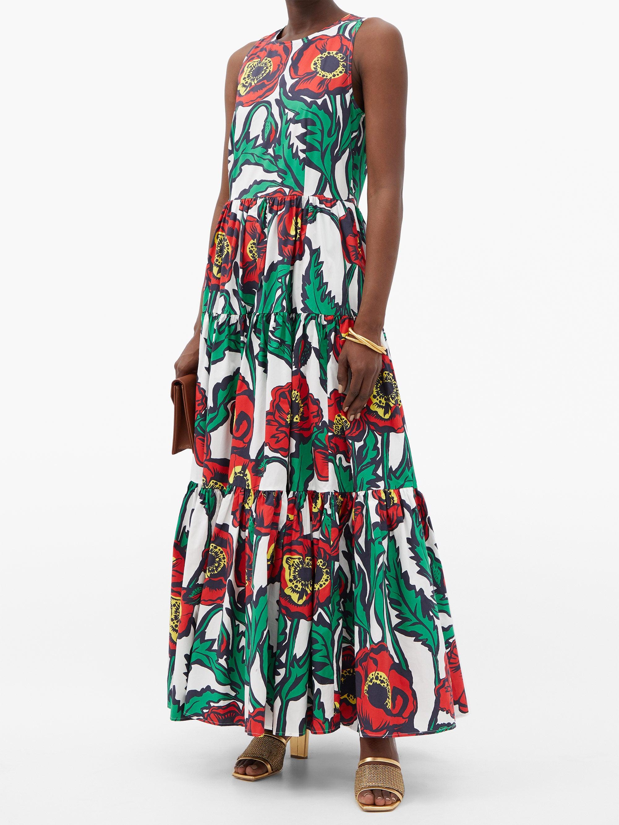 LaDoubleJ Sleeveless Big Floral-print Cotton Maxi Dress - Lyst