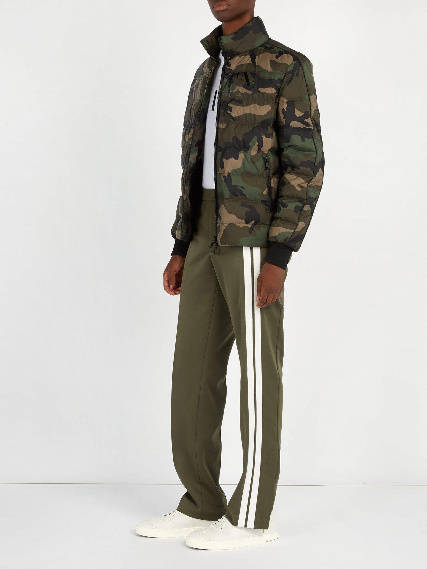 green with red stripe track pants
