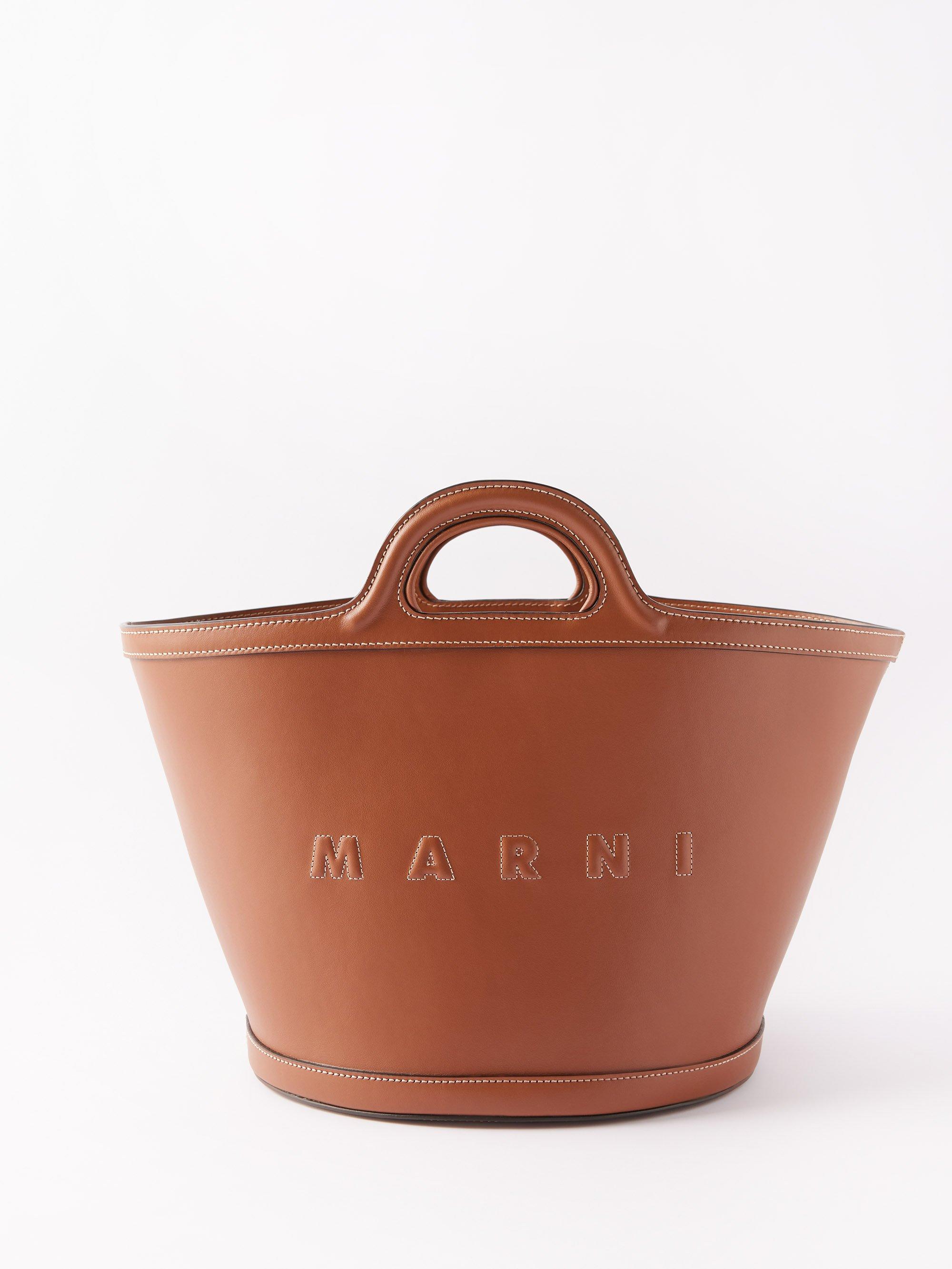 Marni Tropicalia Small Leather Tote Bag in Brown | Lyst Canada