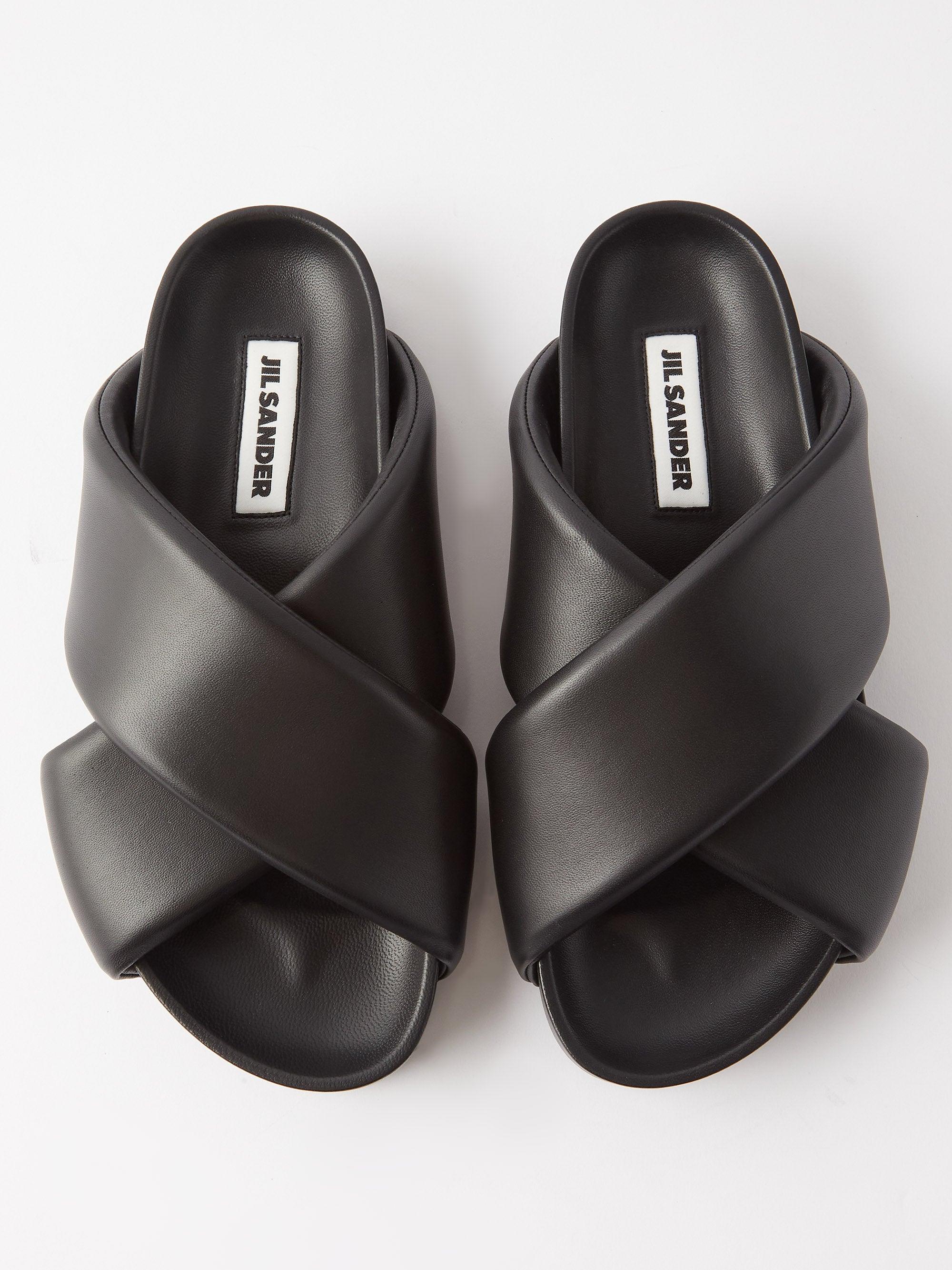 Jil Sander nylon and nappa flatform sandals - www.vvkaymarine.com