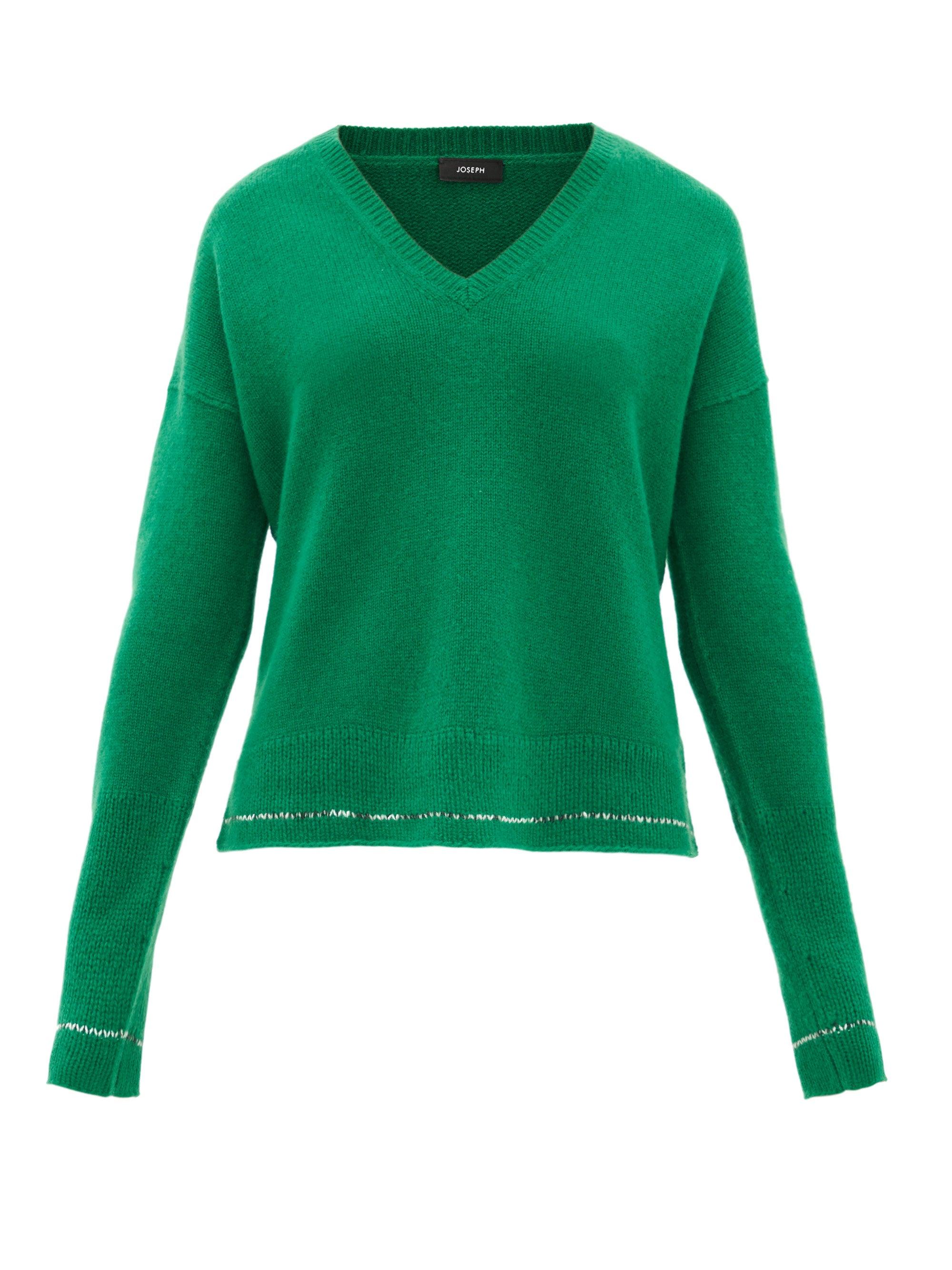 JOSEPH Vneck Cashmere Sweater in Green Lyst