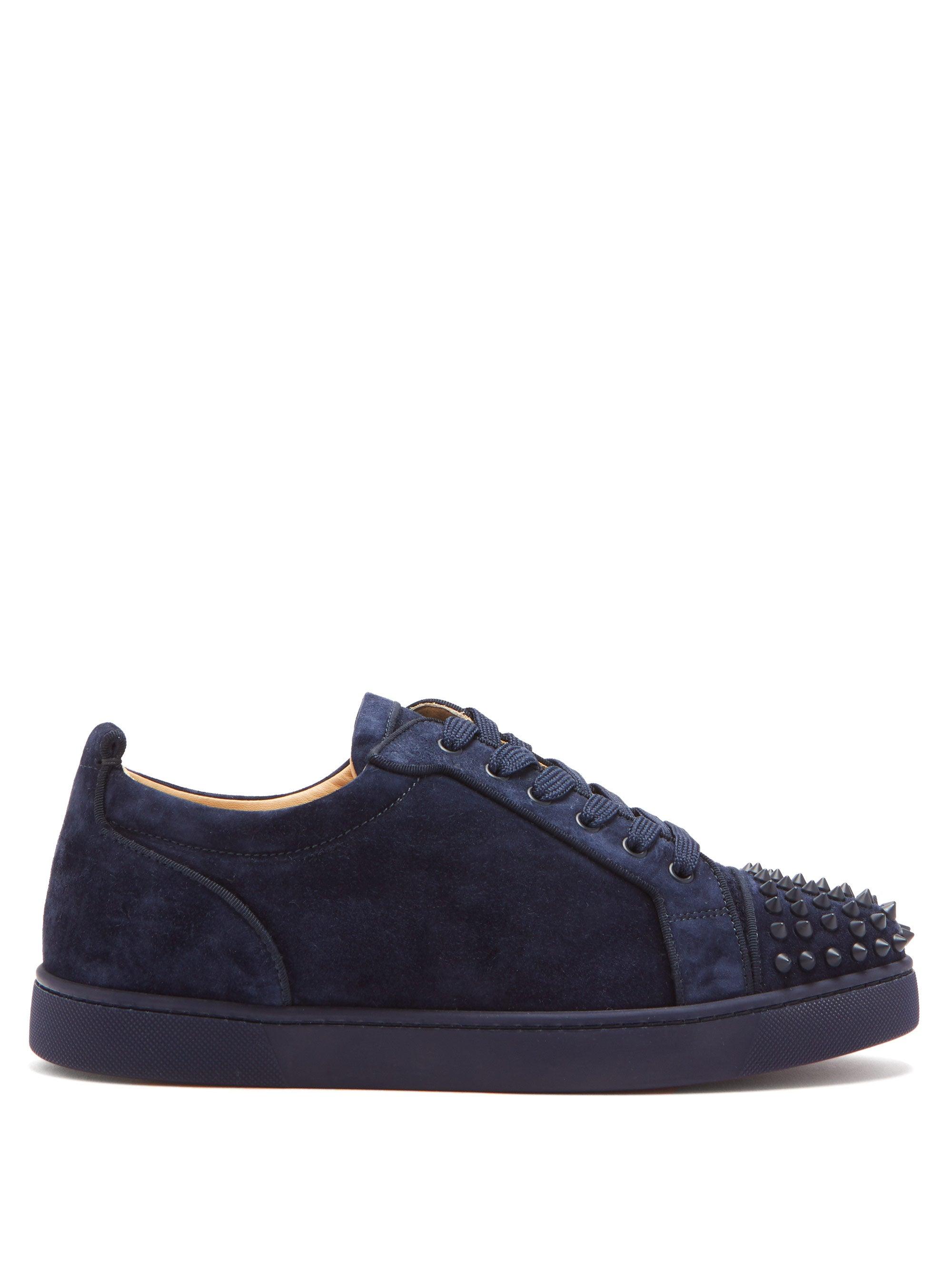 Christian Louboutin Louis Junior Spike-embellished Suede Trainers in ...