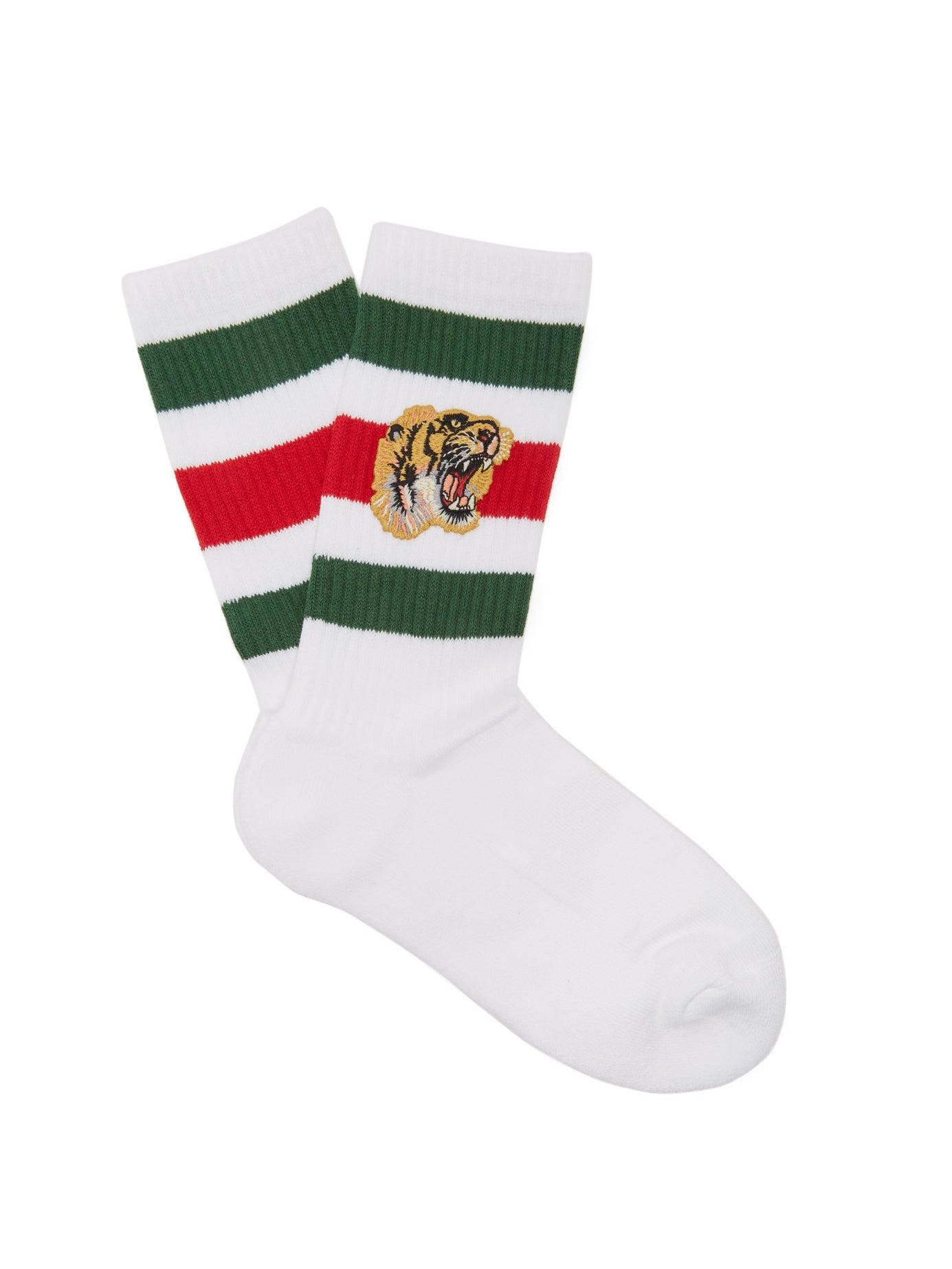 Gucci Stretch Cotton-blend Socks With Tiger in White for Men - Lyst