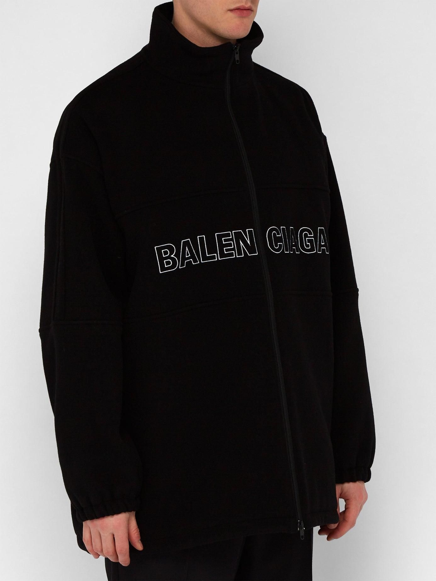 Balenciaga Logo-embroidered Wool-fleece Jacket in Black for Men | Lyst