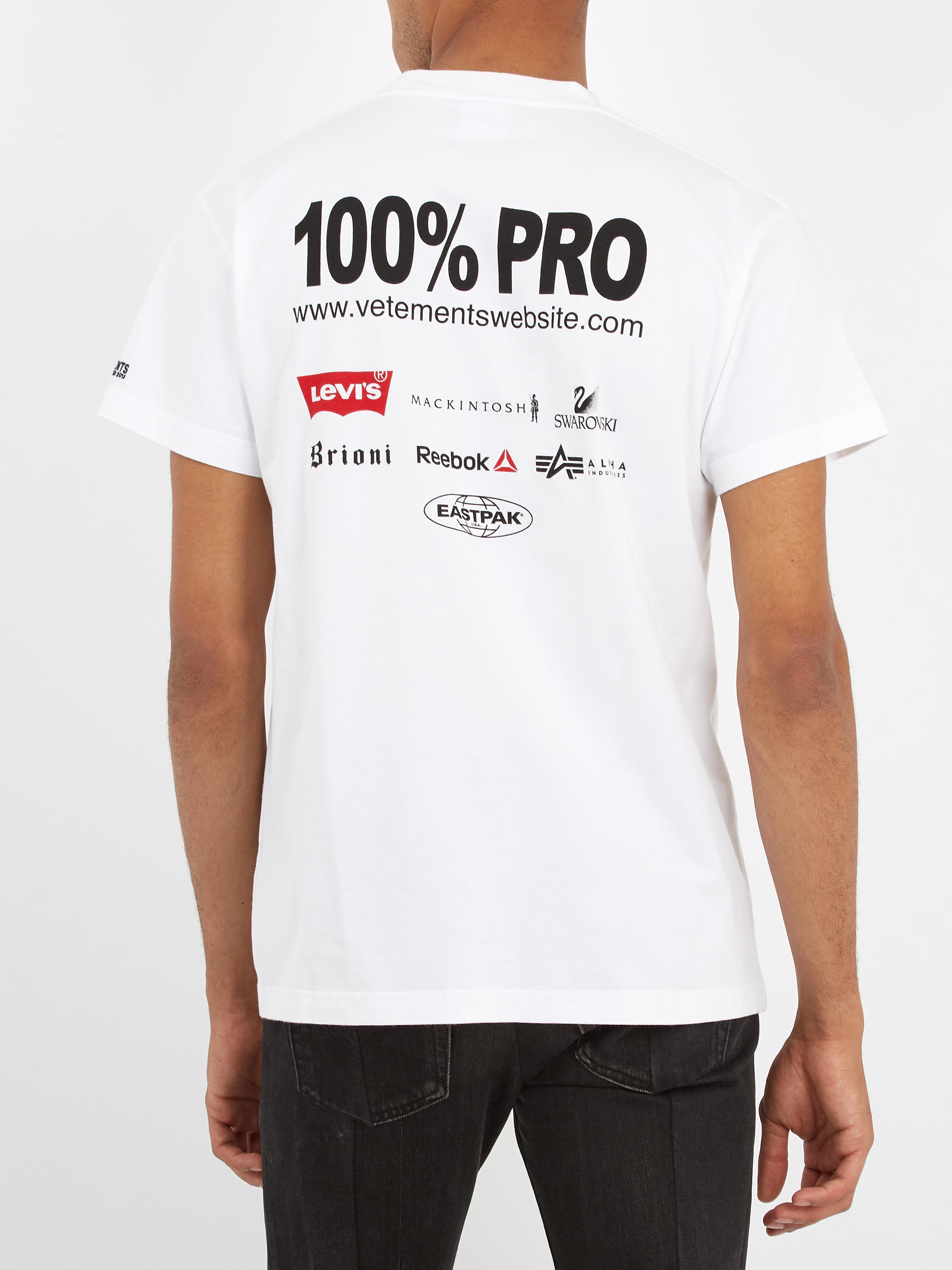 Sæt ud fordomme grill Vetements 100% Pro Cotton T-shirt in White for Men | Lyst