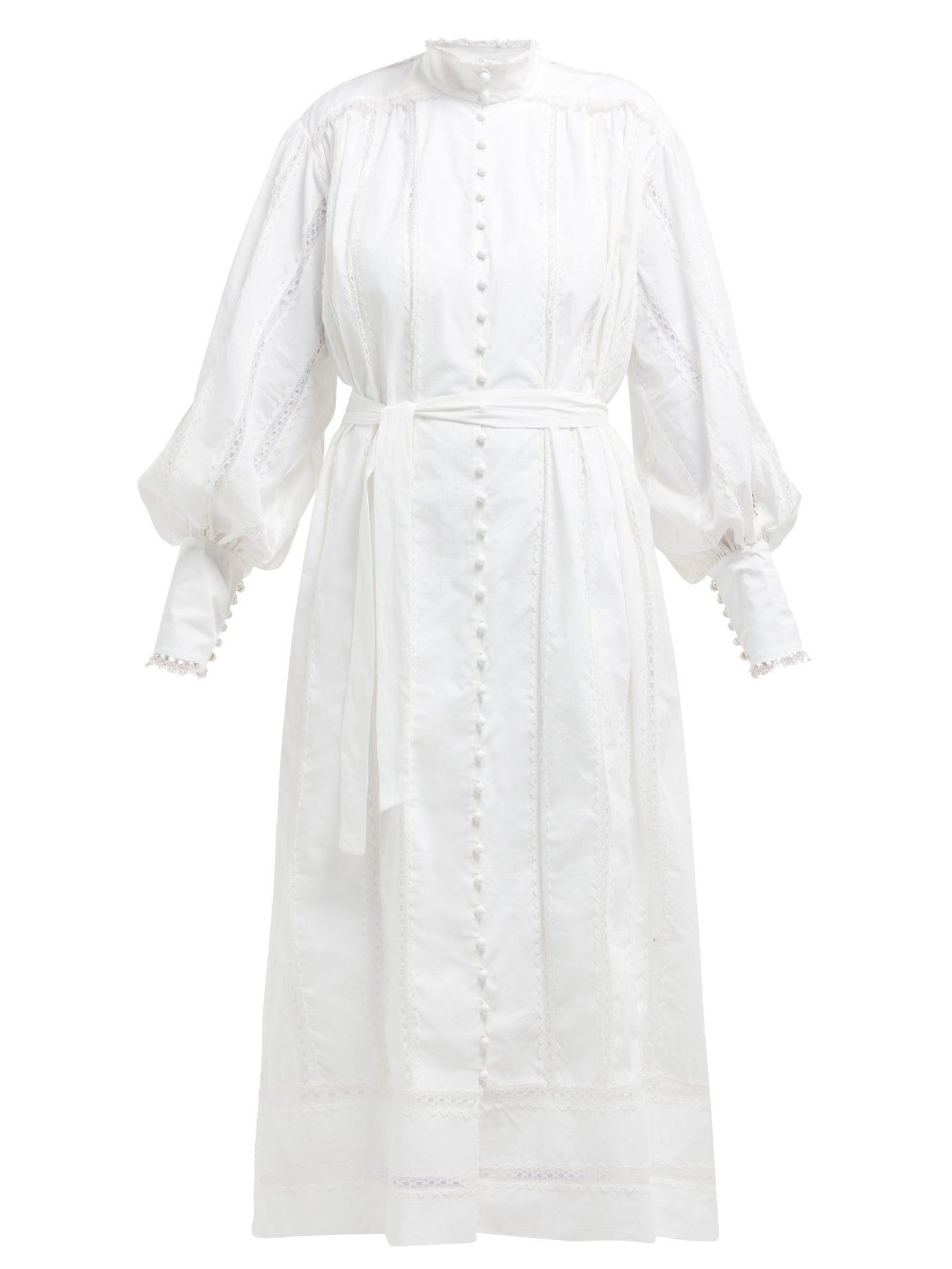 Zimmermann Laceinsert Cotton Midi Dress in White Lyst