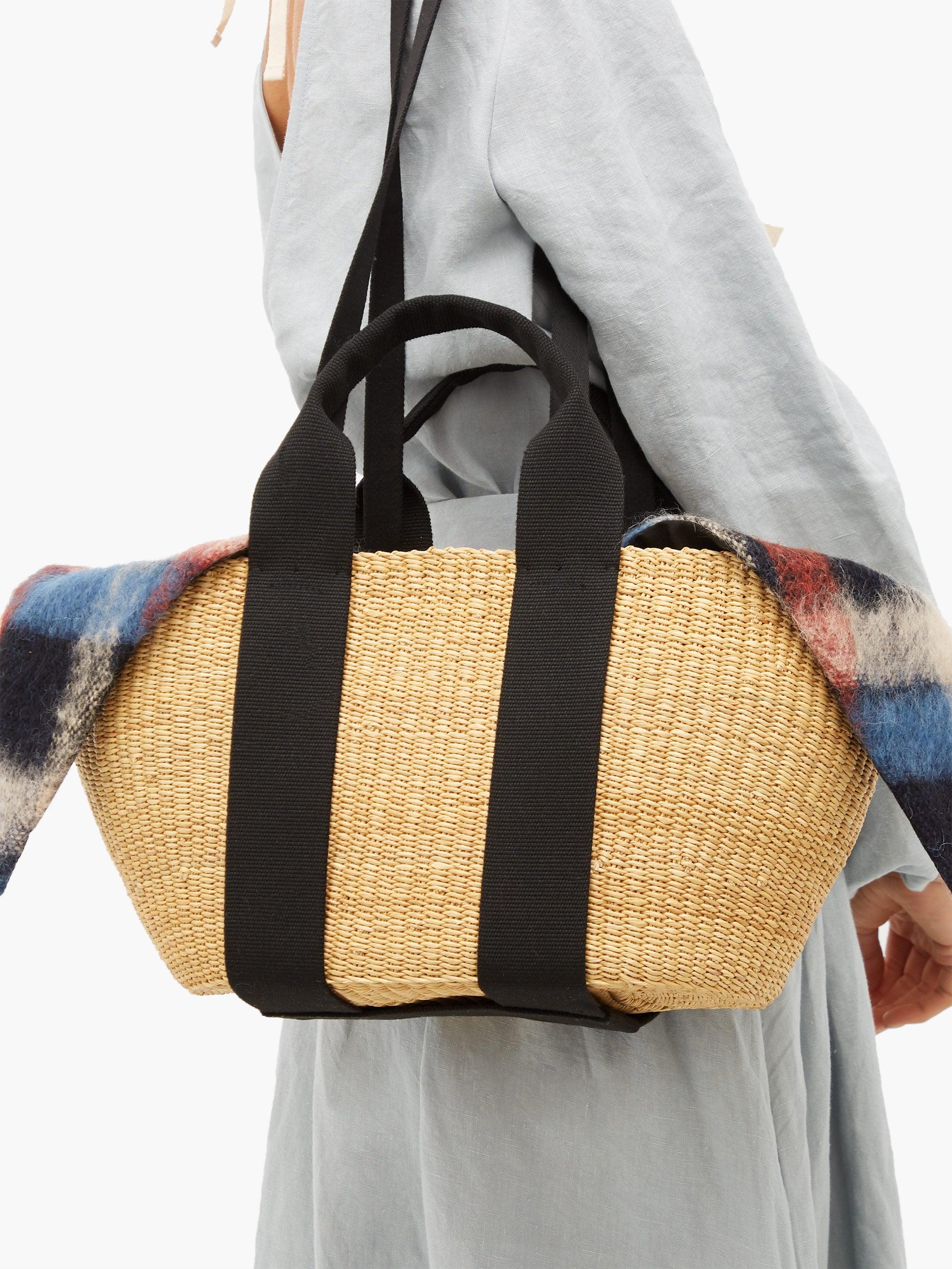 Muuñ George Woven Straw And Wool Basket Bag in Black - Lyst