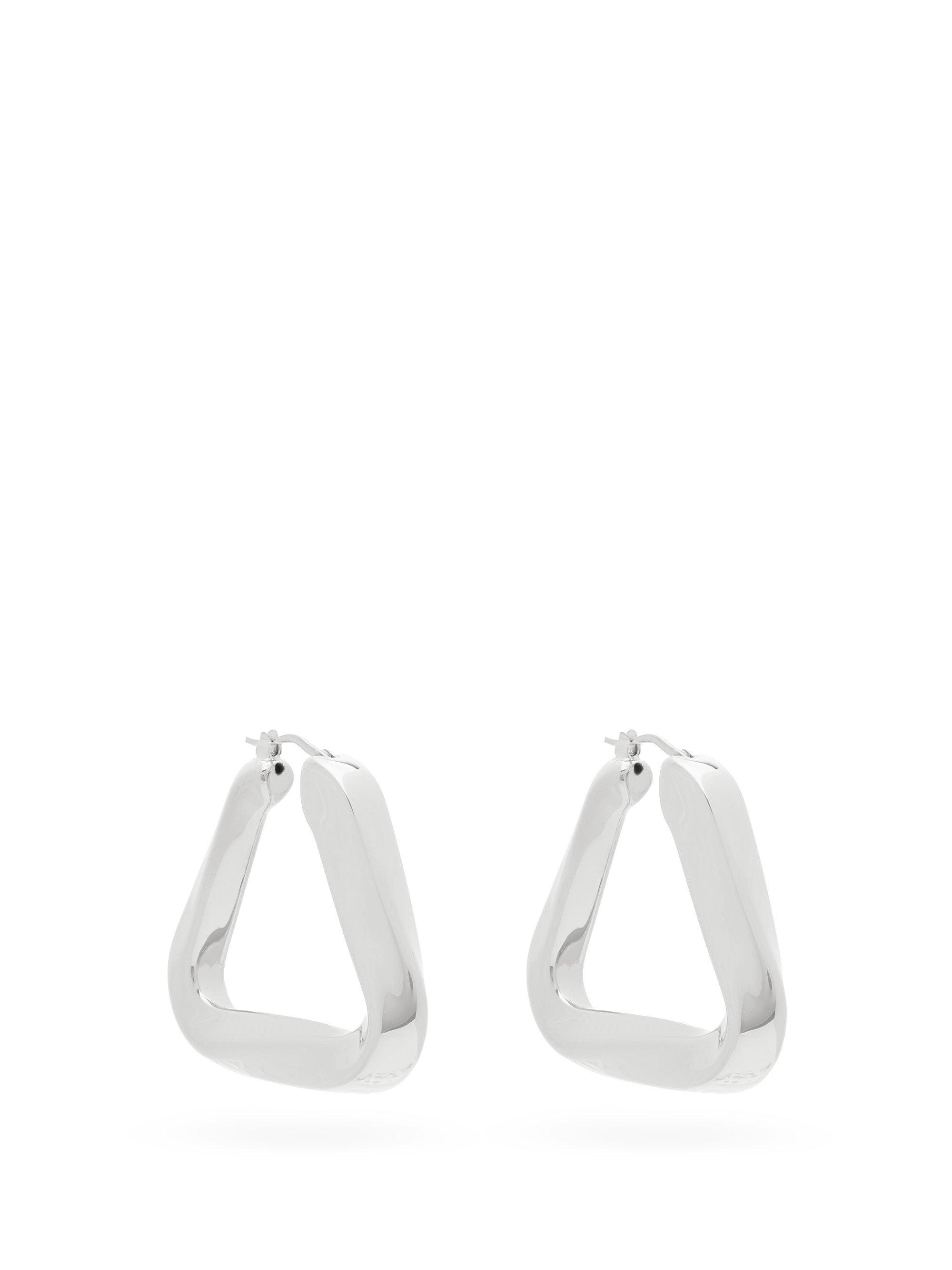 Bottega Veneta Twisted-triangle Hoop Earrings in Silver (Metallic) - Lyst