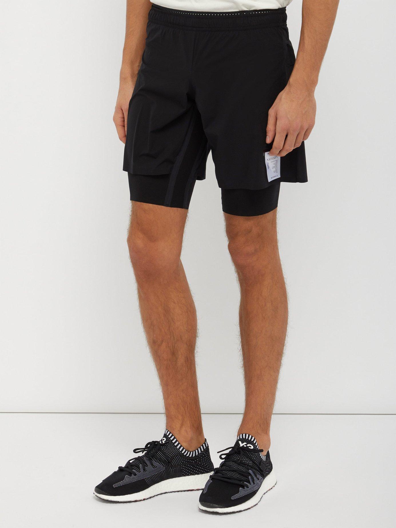 Satisfy Silk Justice Trail Double Layer Running Shorts in Black for Men