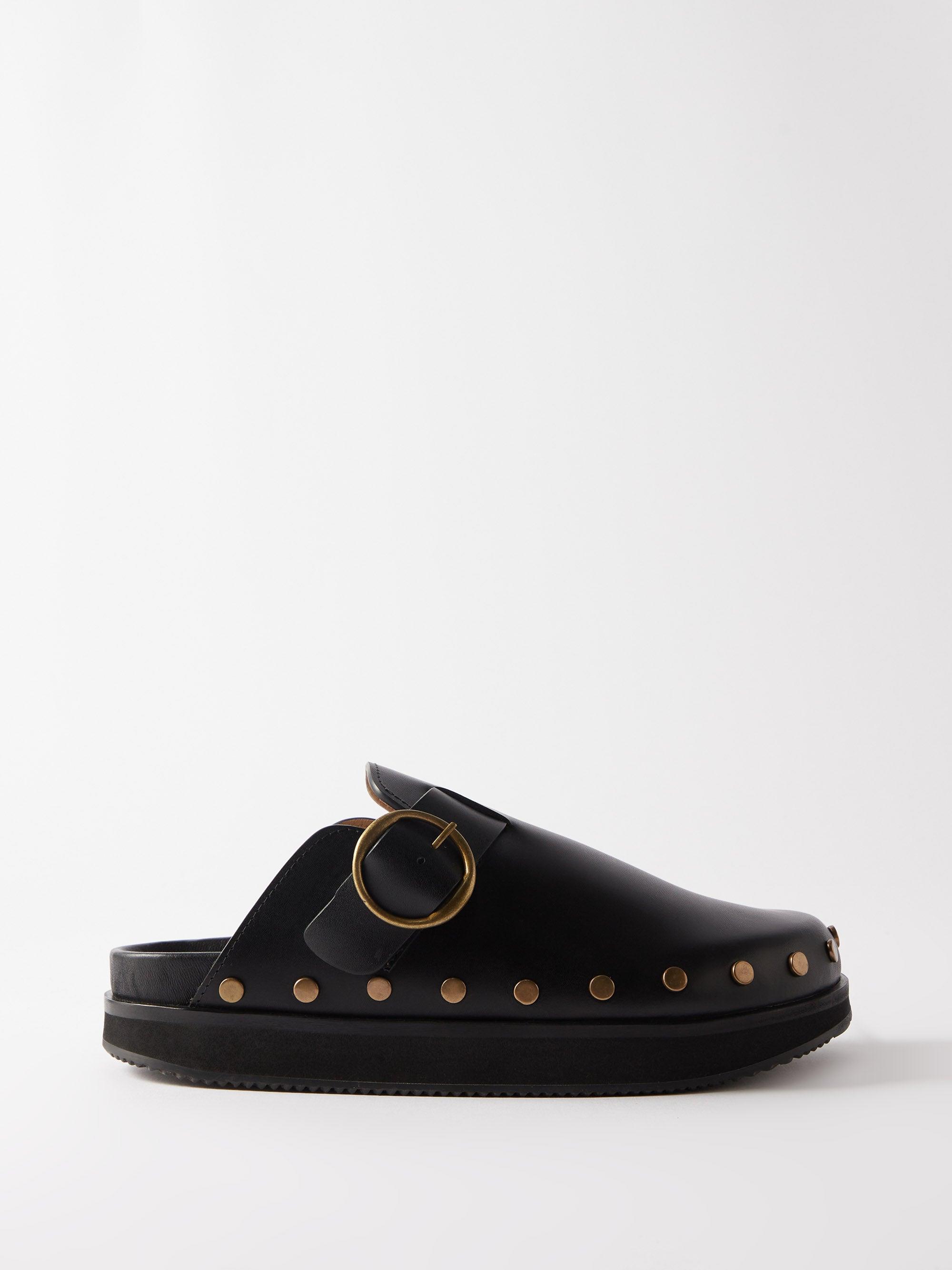 Isabel Marant Mirst Buckled Backless Leather Loafers in Black | Lyst