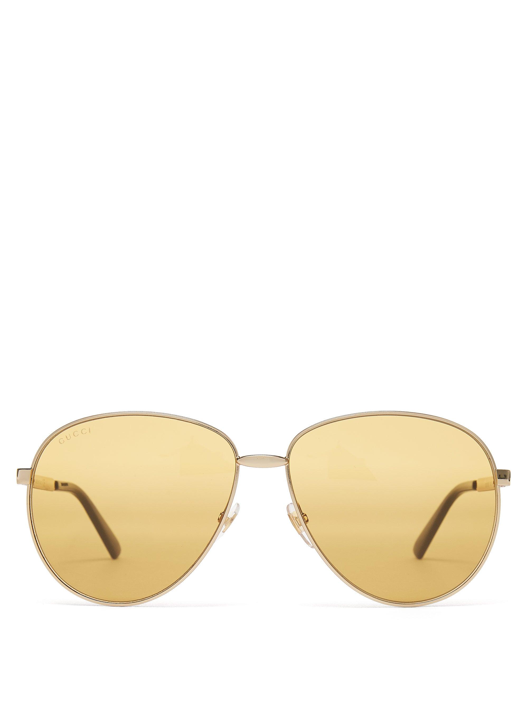 gucci aviator metal glasses with web