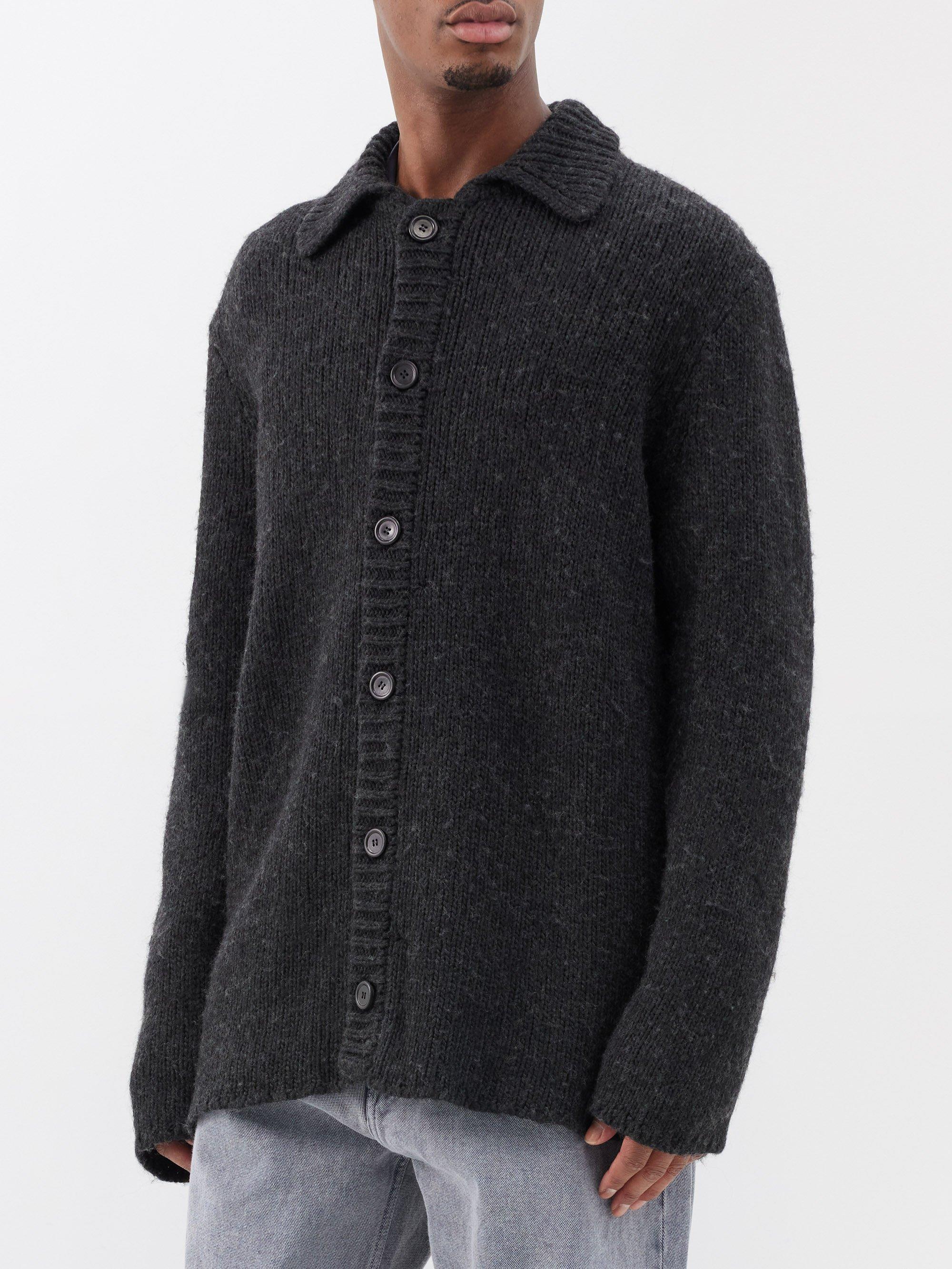 Our Legacy Big Ribbed-knit Cardigan in Black for Men | Lyst