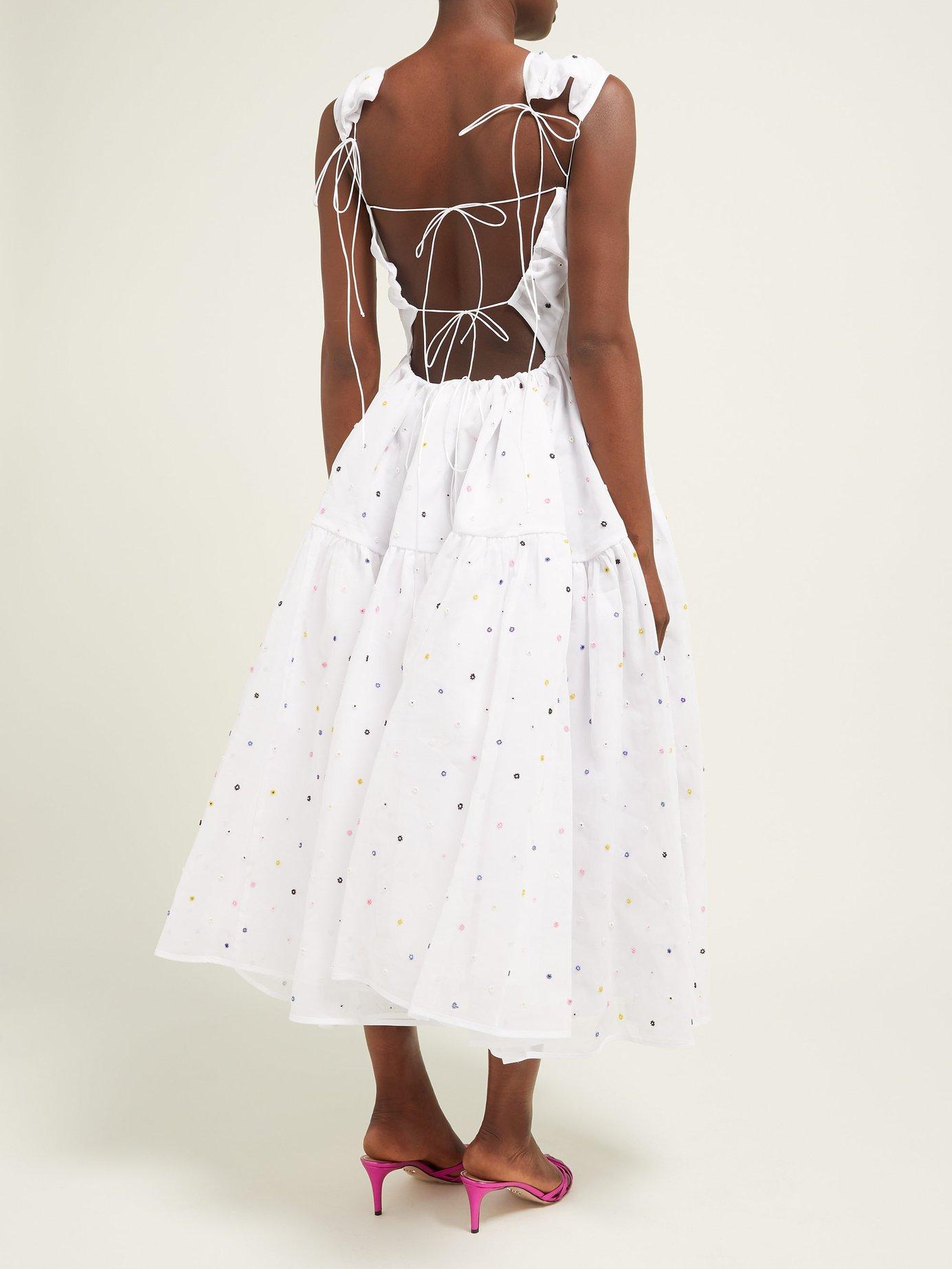 Cecile Bahnsen Ruth Floral Beaded Cotton Organza Dress in White - Lyst