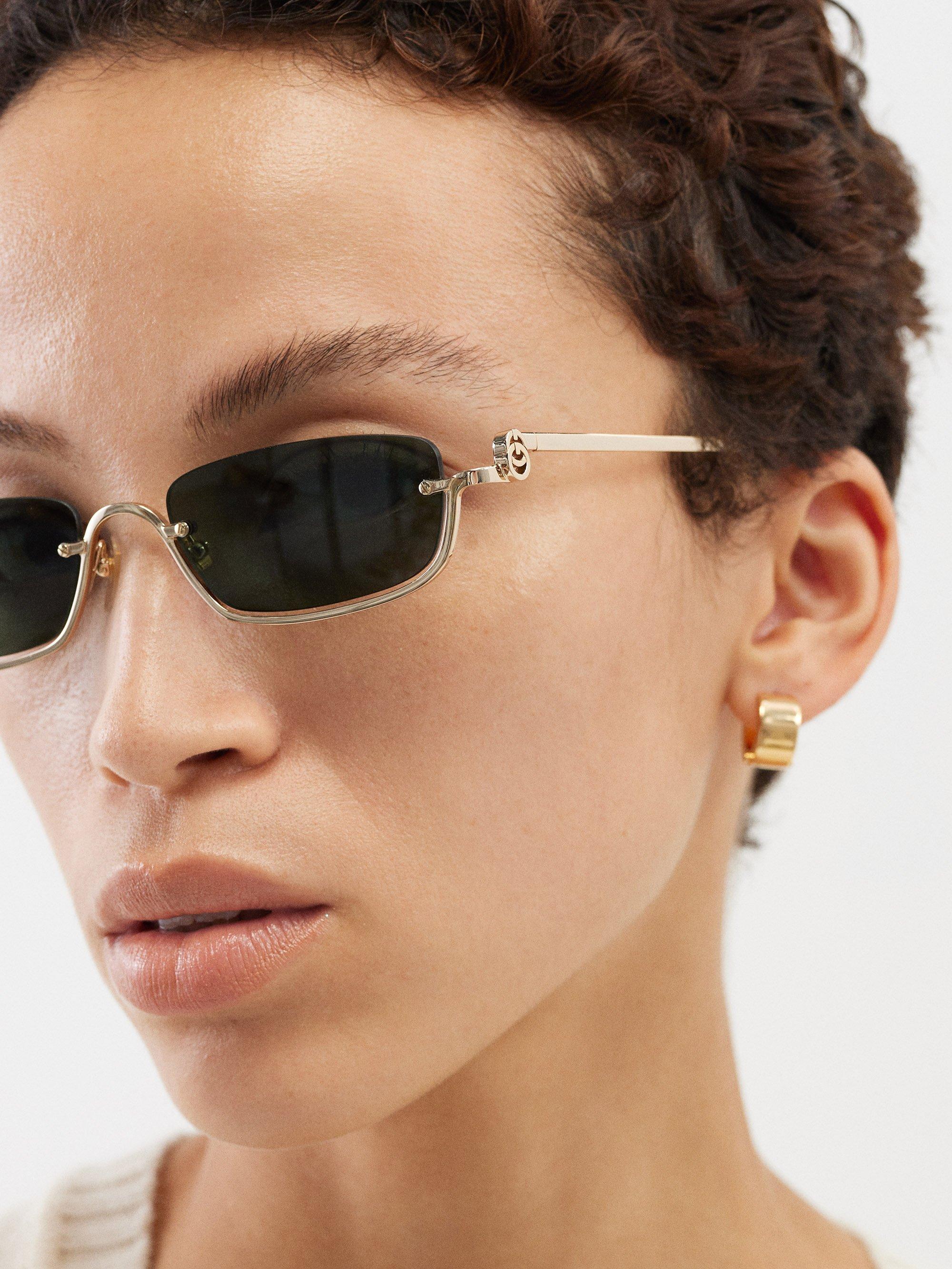 GUCCI | Logo Mirror Lens Metal Half Frame Sunglasses | Women | Lane Crawford