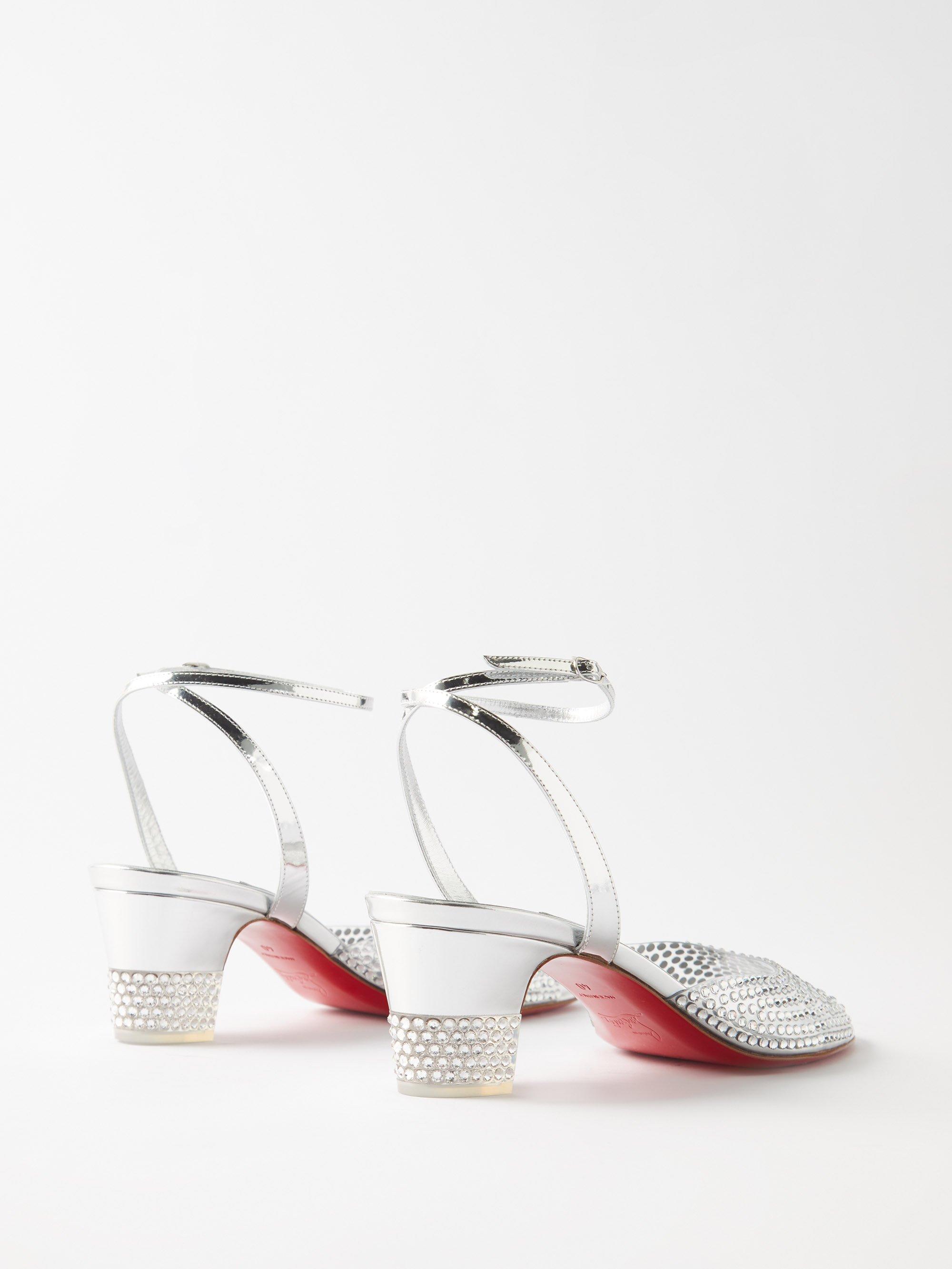 Christian Louboutin Spikaqueen Embellished Sandals 100 - Silver - 40