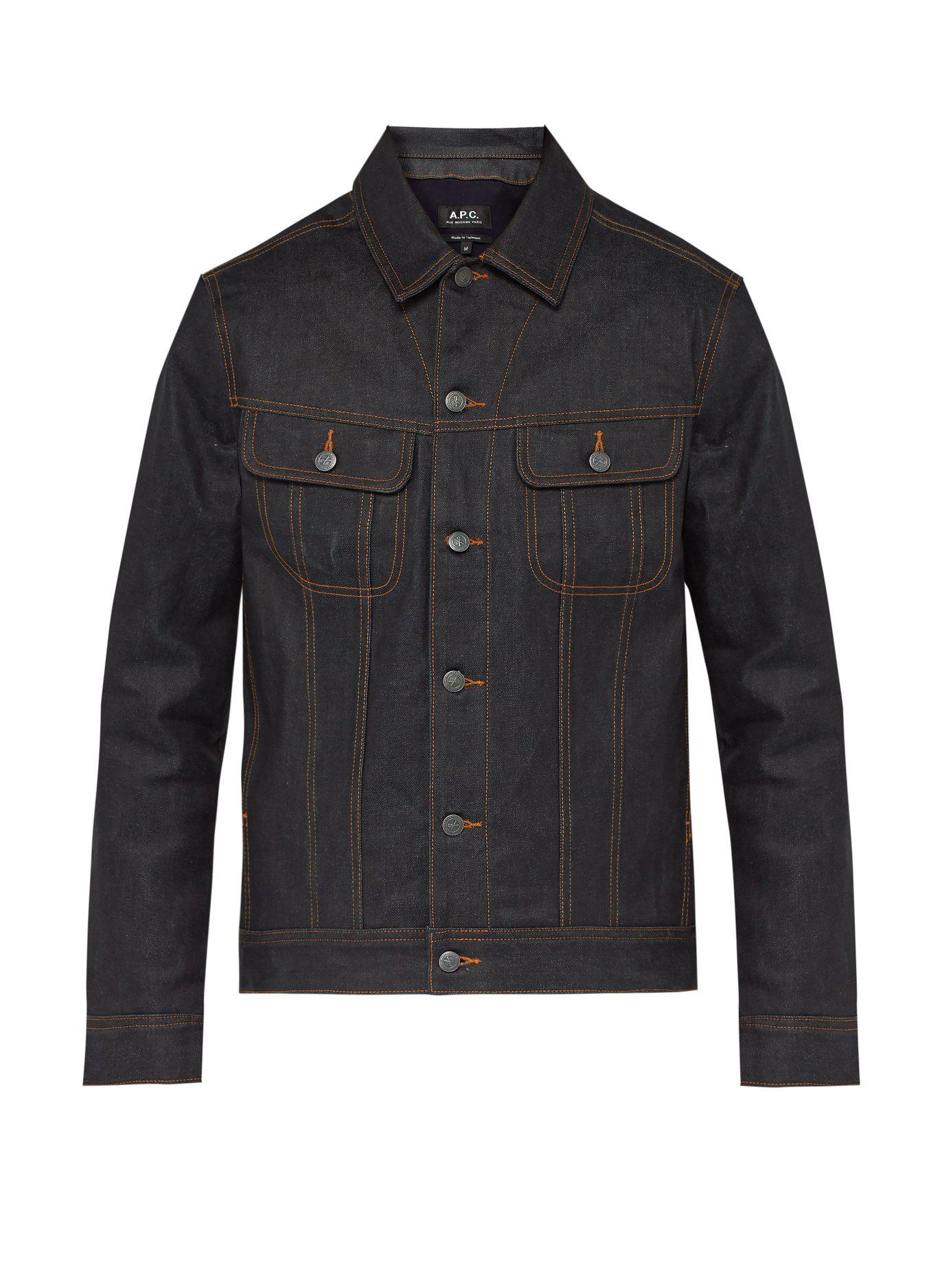 A.P.C. Rick Padded Waxed Denim Jacket in Indigo (Blue) for Men Lyst