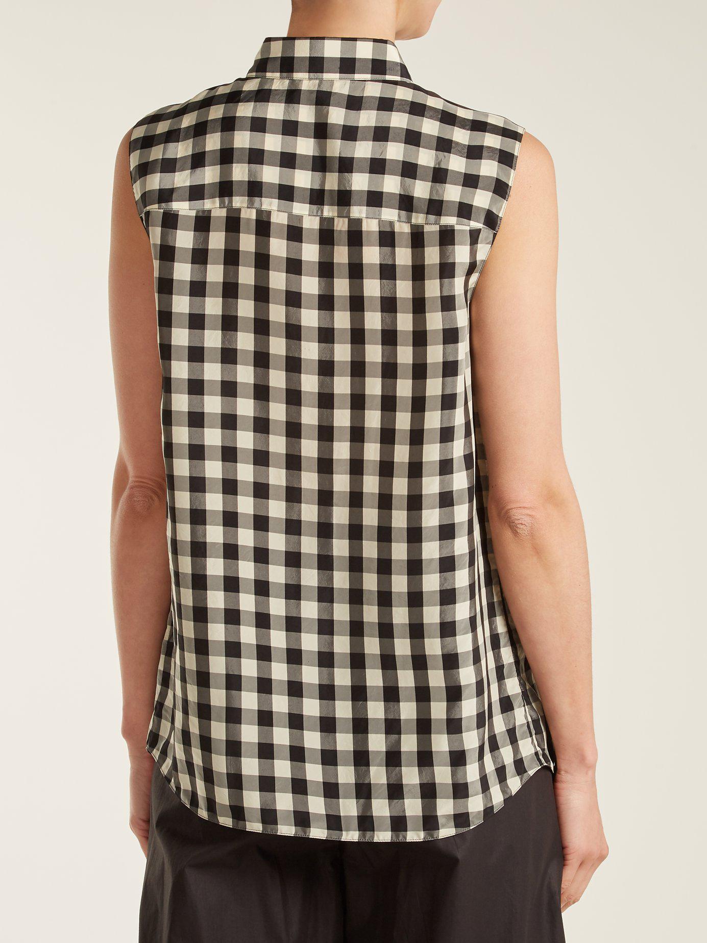 Noir Motif Manches Chemise Sans Valentino Red Coloris Vichy À En Lyst pqO66