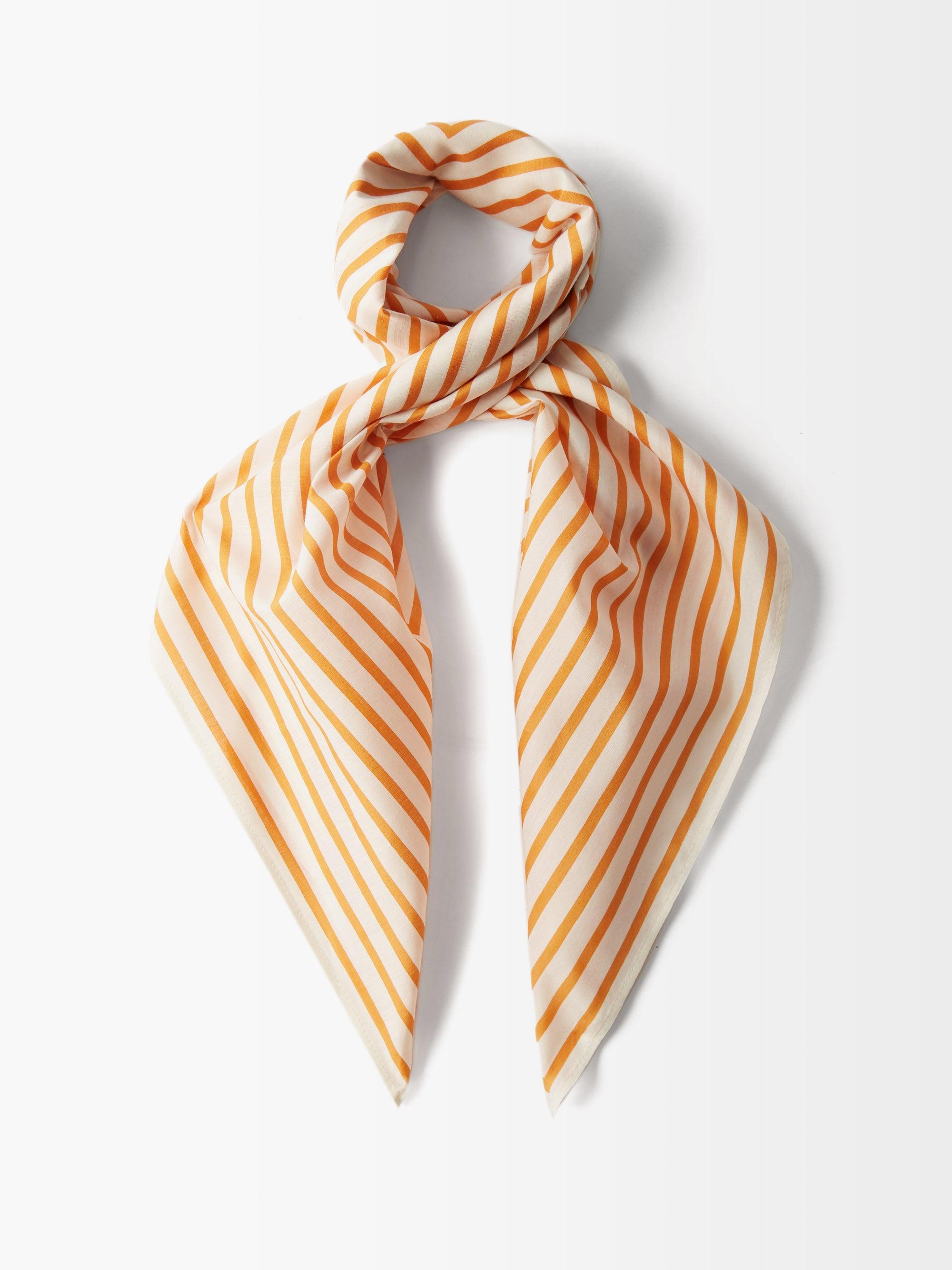 Women's Silk Scarf With Striped Monogram by Toteme