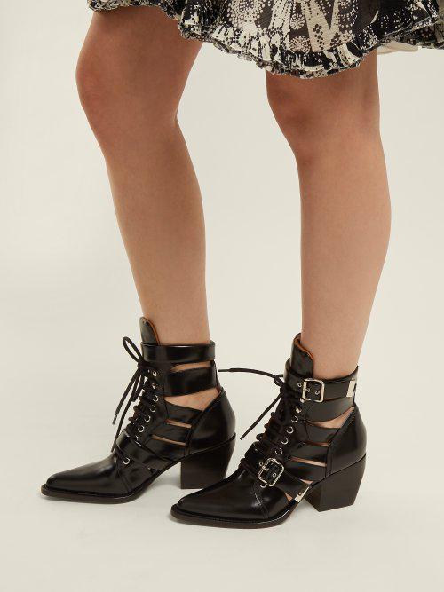 Chloé Serina Leather Ankle Boots in Black - Lyst