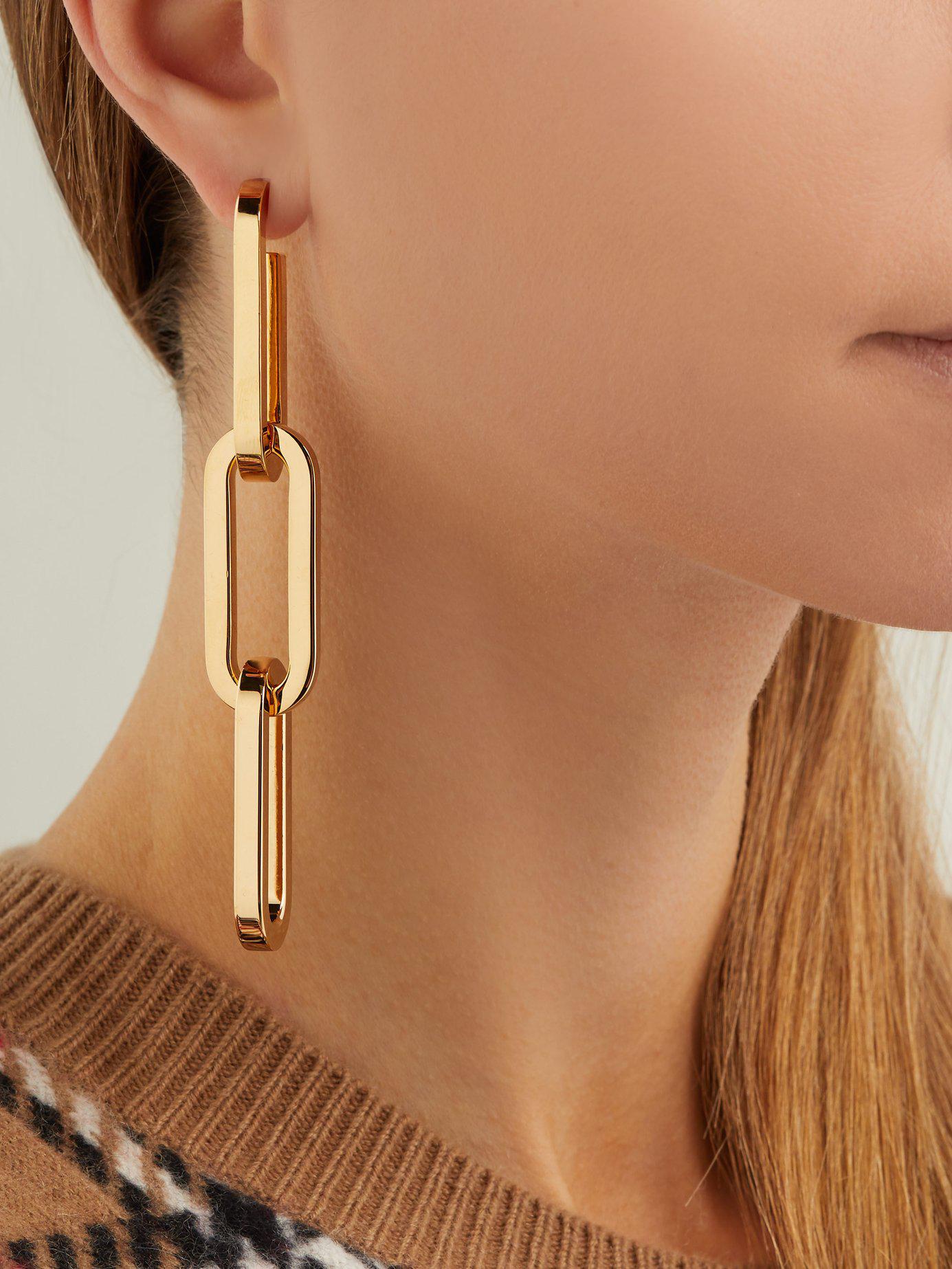 Burberry Cashmere Chain Link Drop Earrings in Gold