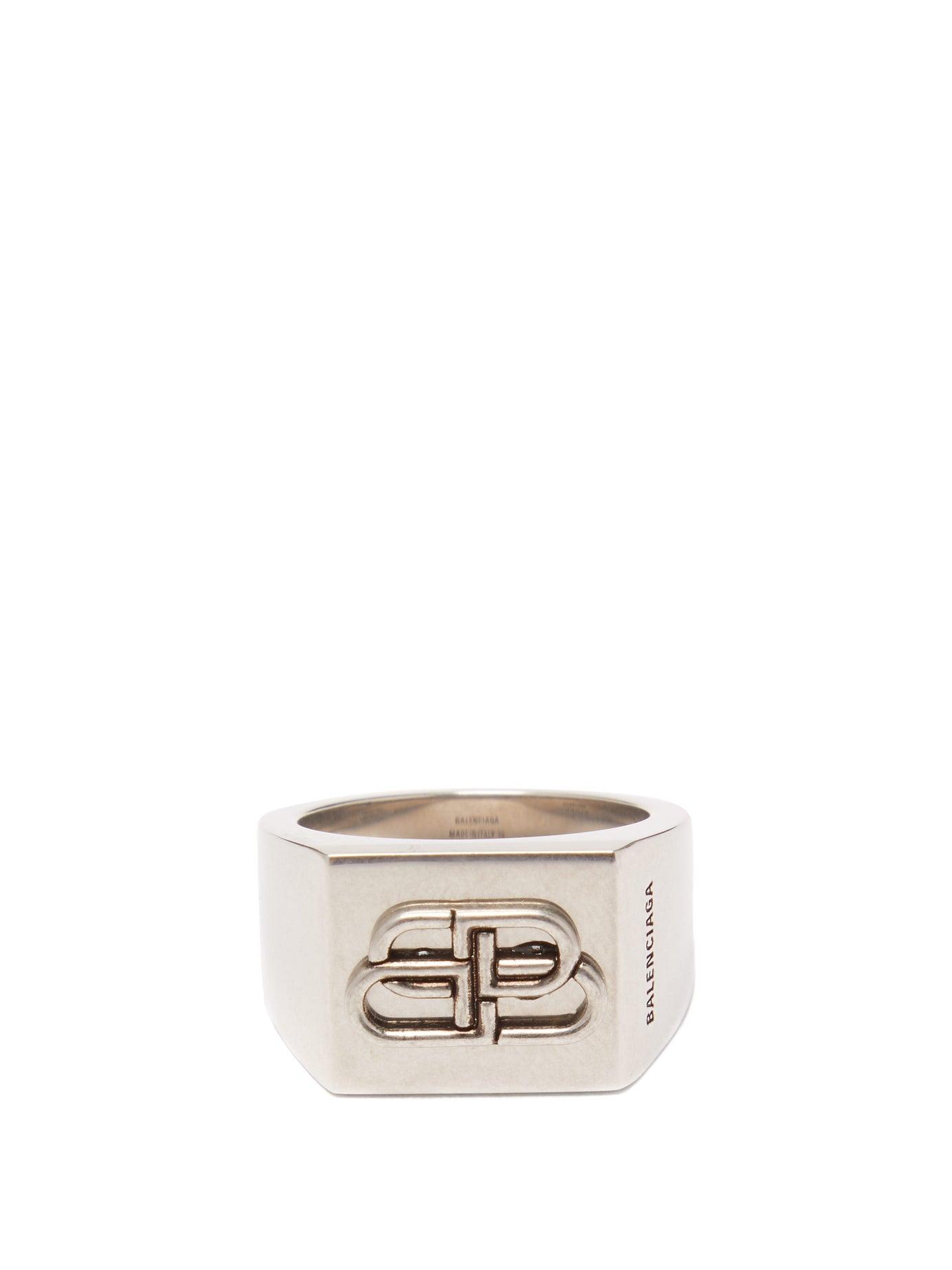 Balenciaga Bb-logo Ring in Metallic for Men | Lyst