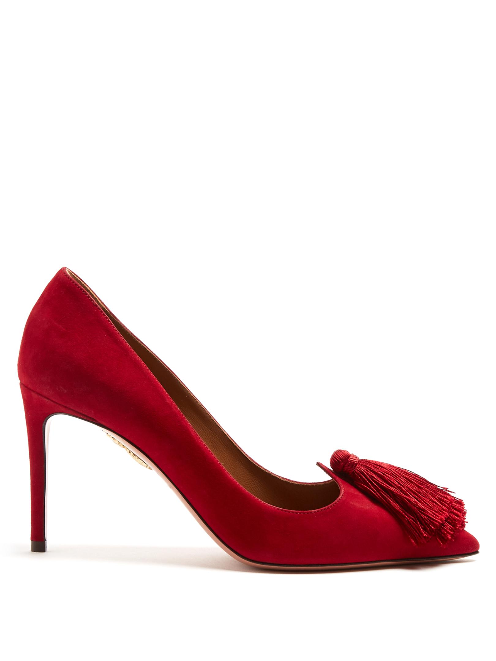 Aquazzura Love Tassel Suede Pumps in 