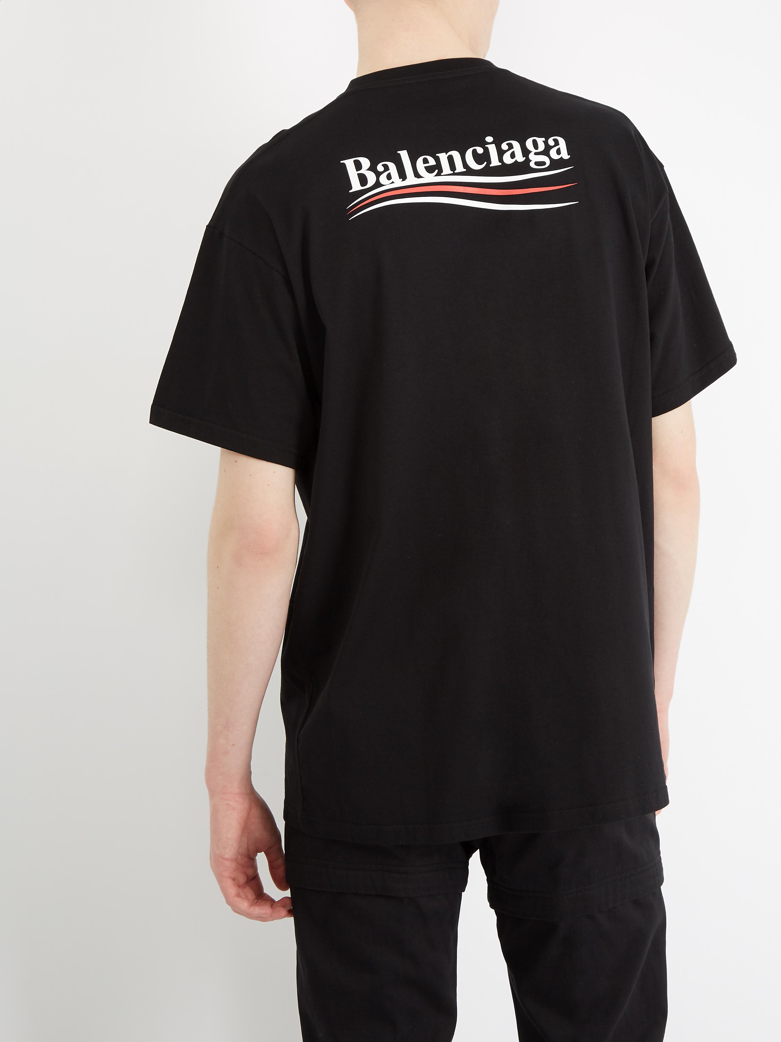 Balen-ciaga-Printed-Cotton-jersey-T-shirt-Black