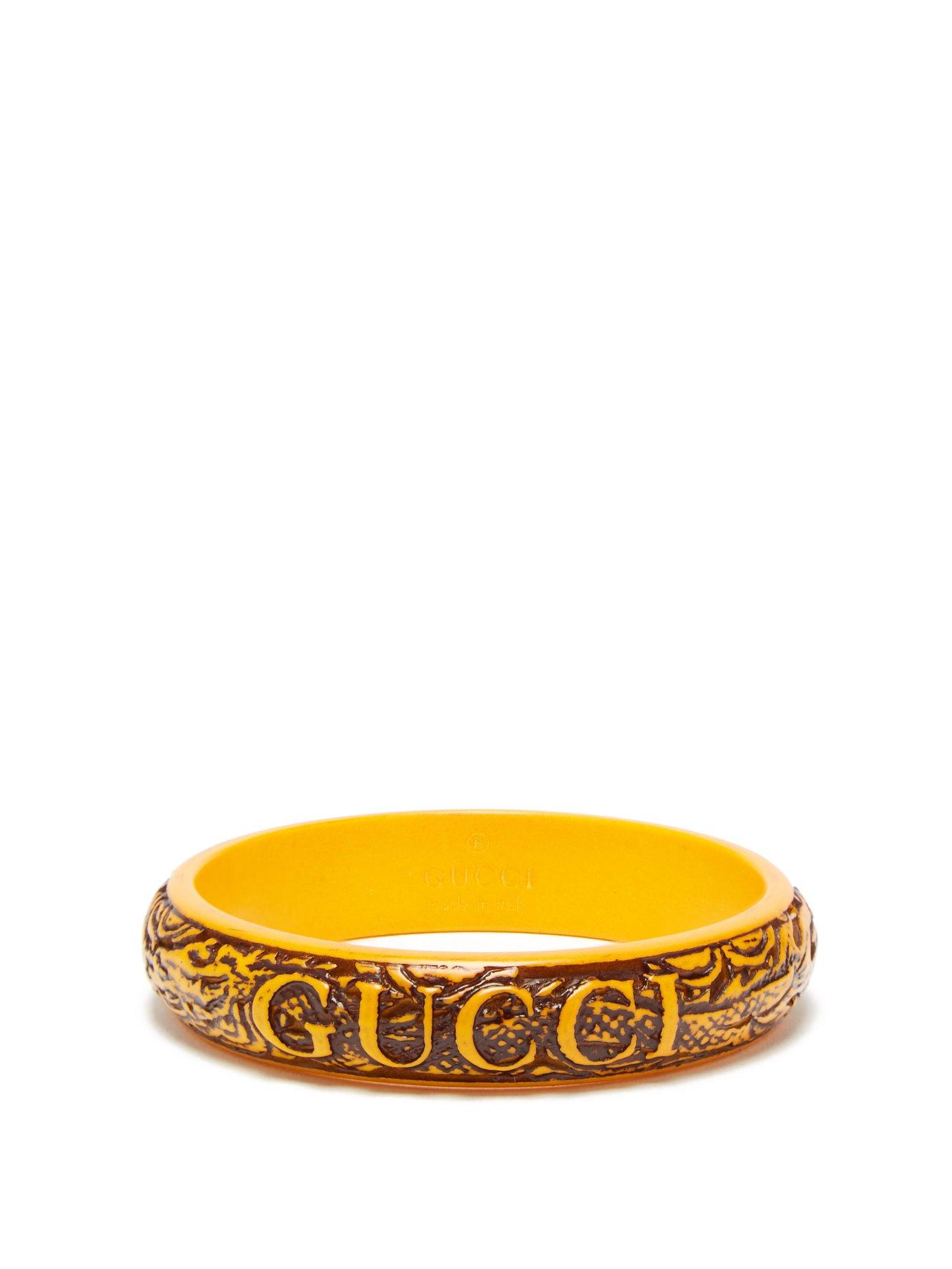 Gucci Logo And Dragon Engraved Bangle 