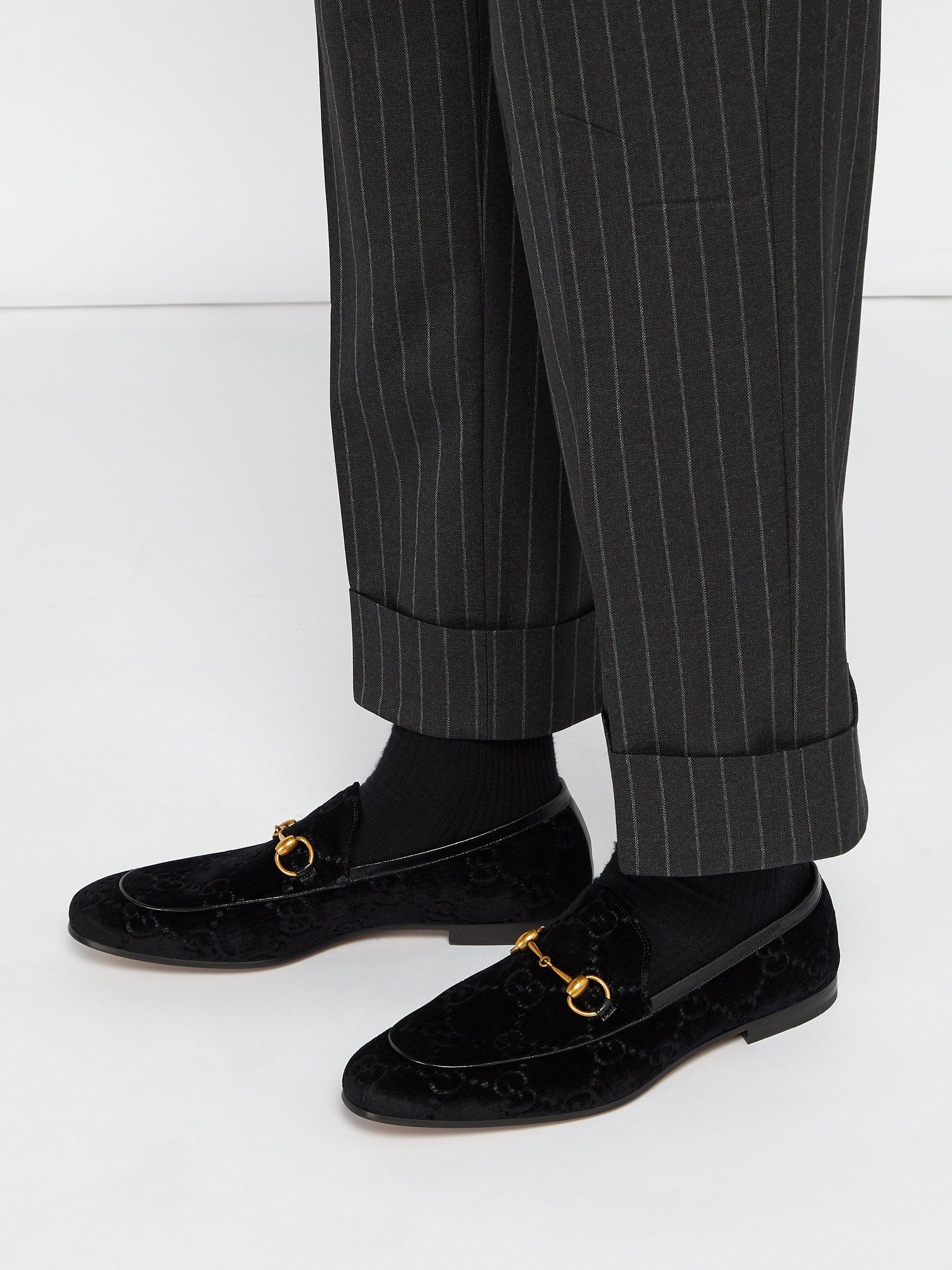Gucci Jordaan Jacquard Velvet Loafers 