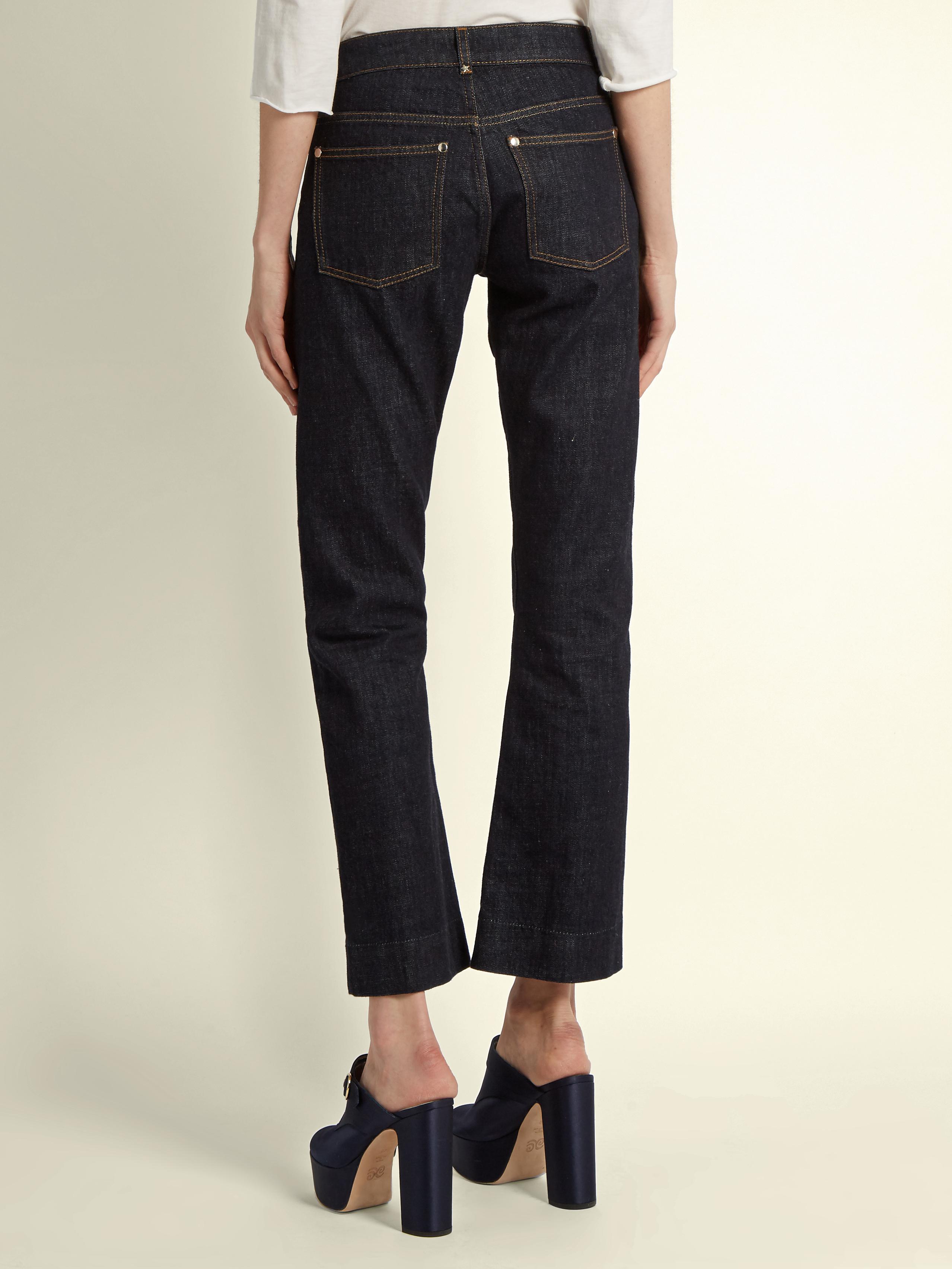 ALEXACHUNG Exposed-button Kick-flare Jeans in Blue | Lyst