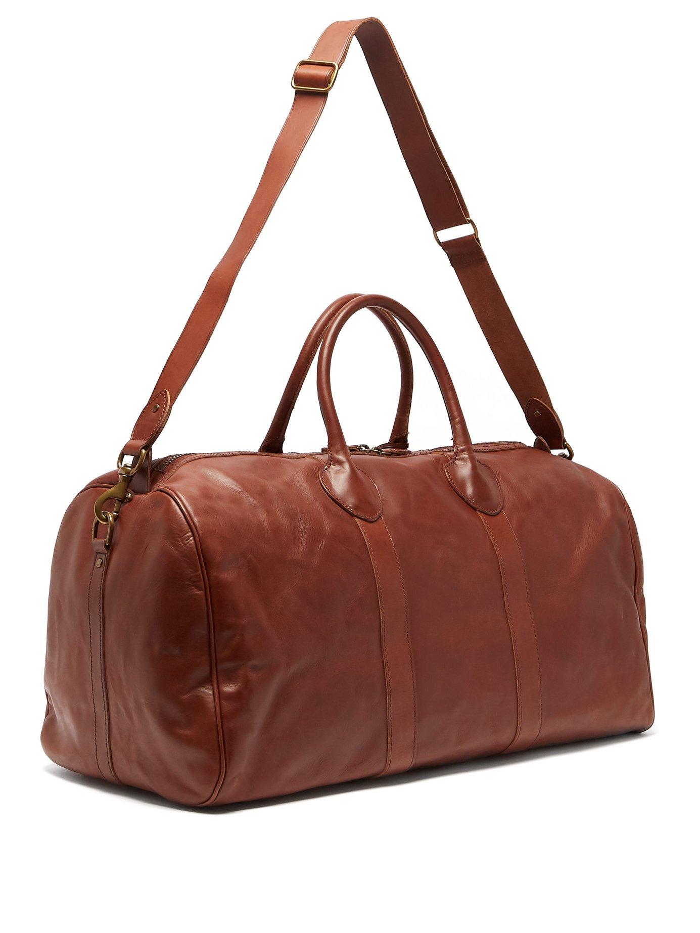 Polo Ralph Lauren Heritage Leather Weekend Bag in Brown for Men - Lyst